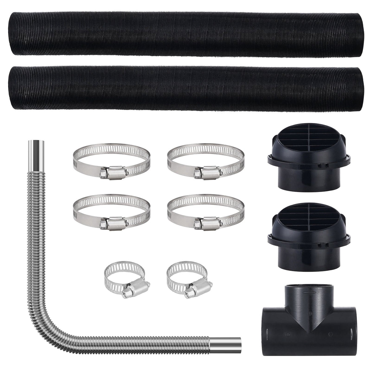 Diesel Heater Pipe Ducting Set 3" Hose 1" Exhaust Pipe Vents Connector Clamps
