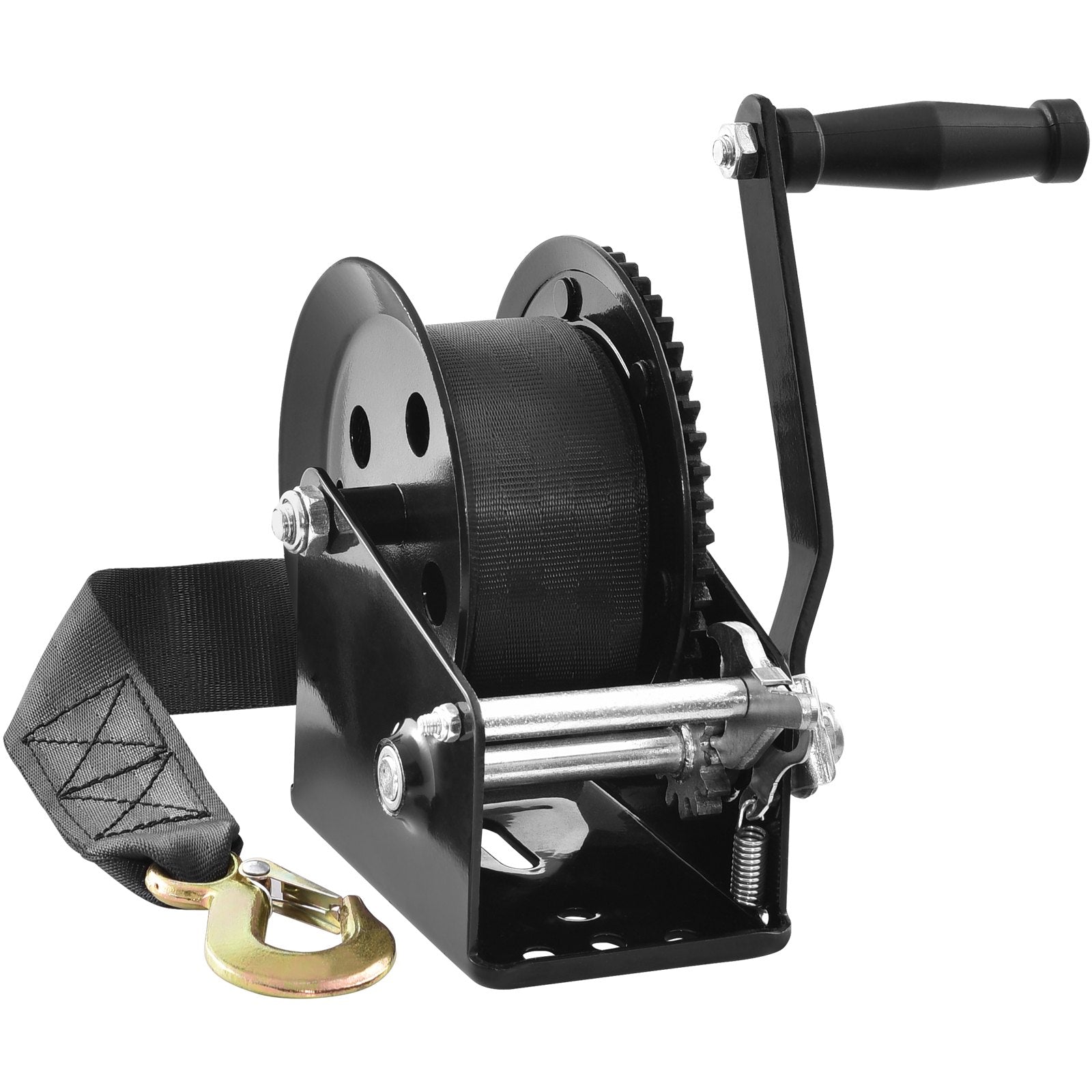 Hand Winch 725.7kg Boat Trailer 10m Polyester Strap Two-Way Ratchet Crank