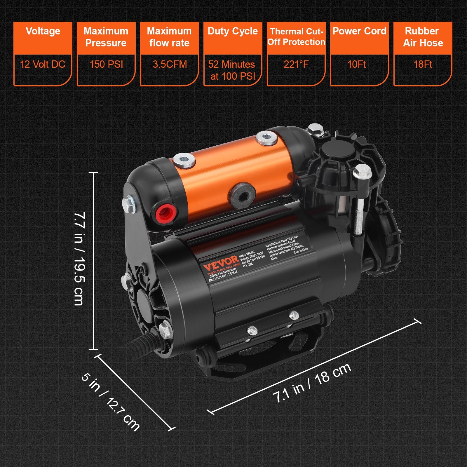 Onboard Air Compressor Kit 150PSI Offroad 3.5CFM Heavy Duty Tire Inflator