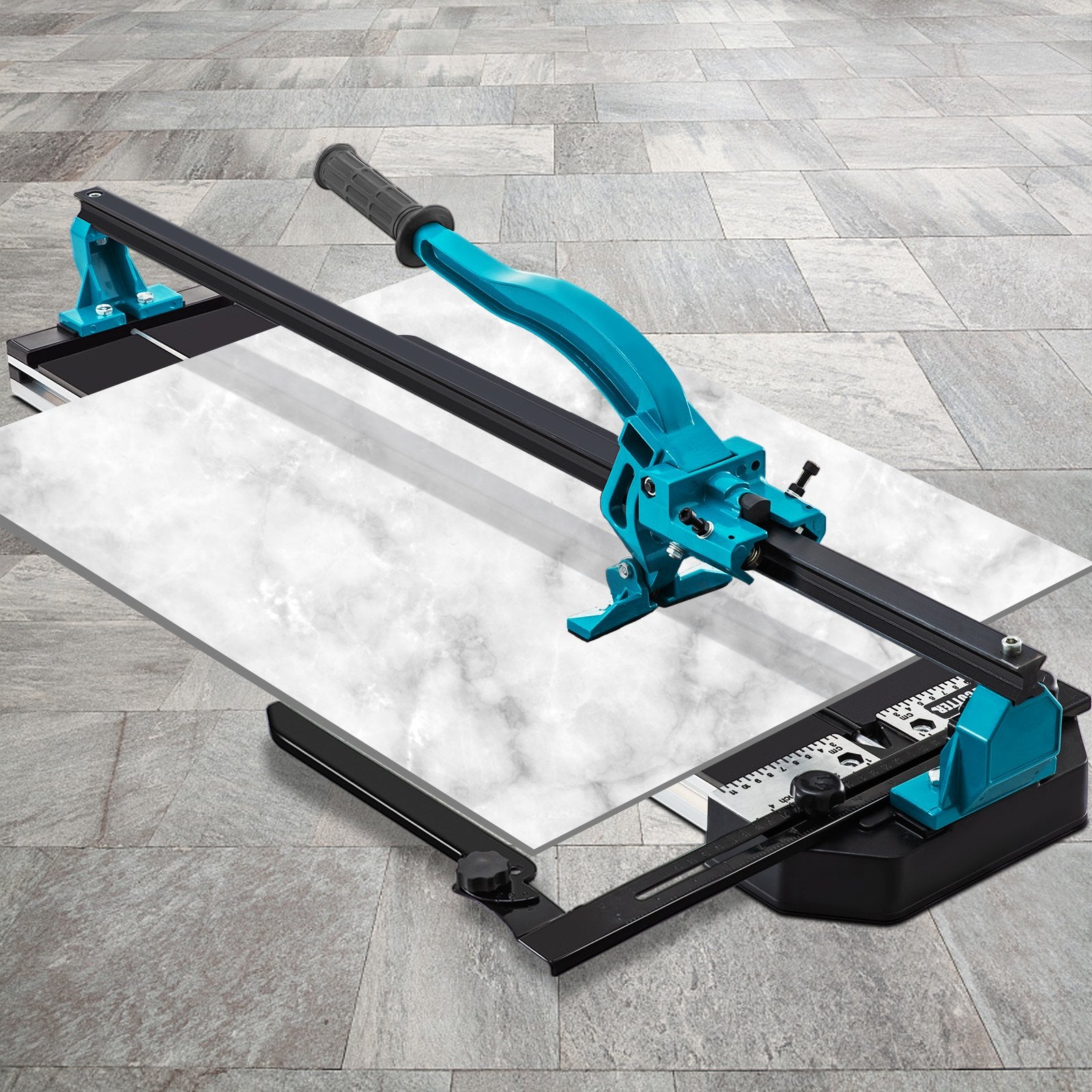 Tile Cutter 24in Cutting Tool w/ Laser Guide Single Rail Double Brackets