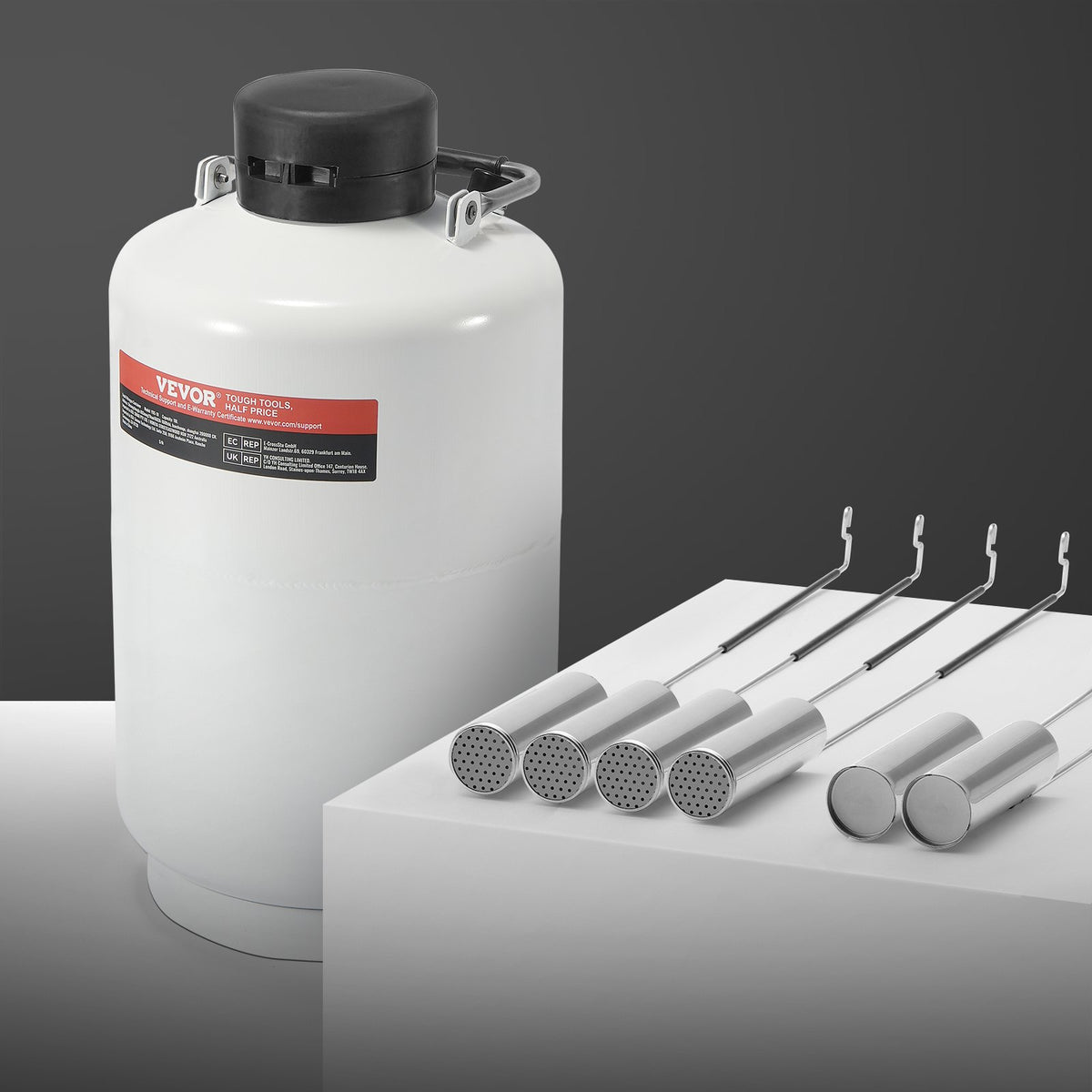 10L Liquid Nitrogen Tank Cryogenic Dewar Container with 6 Canisters
