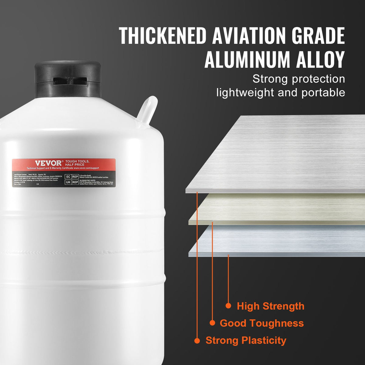 20L Liquid Nitrogen Tank Cryogenic Dewar Container with 6 Canisters