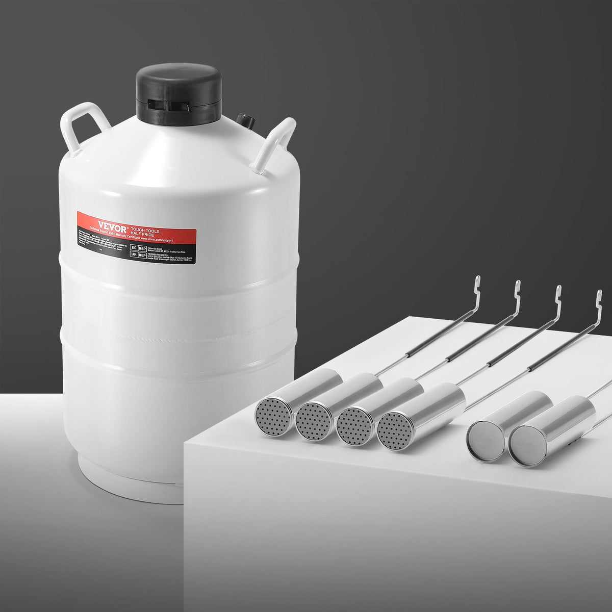 20L Liquid Nitrogen Tank Cryogenic Dewar Container with 6 Canisters