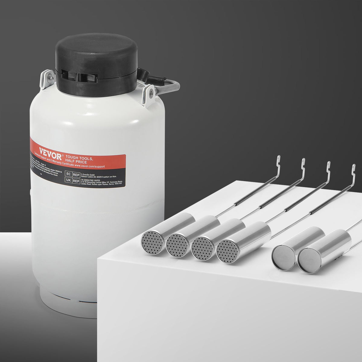 3L Liquid Nitrogen Tank Cryogenic Dewar with 6 Canisters