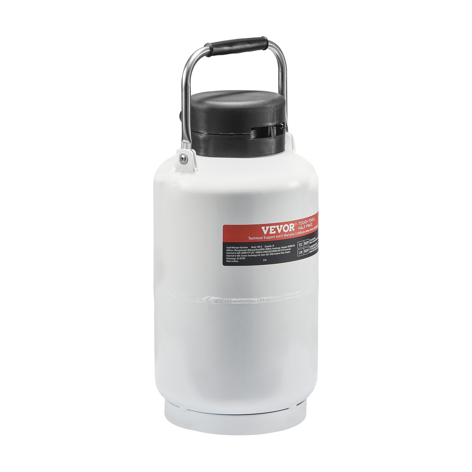 3L Liquid Nitrogen Tank Cryogenic Dewar with 6 Canisters