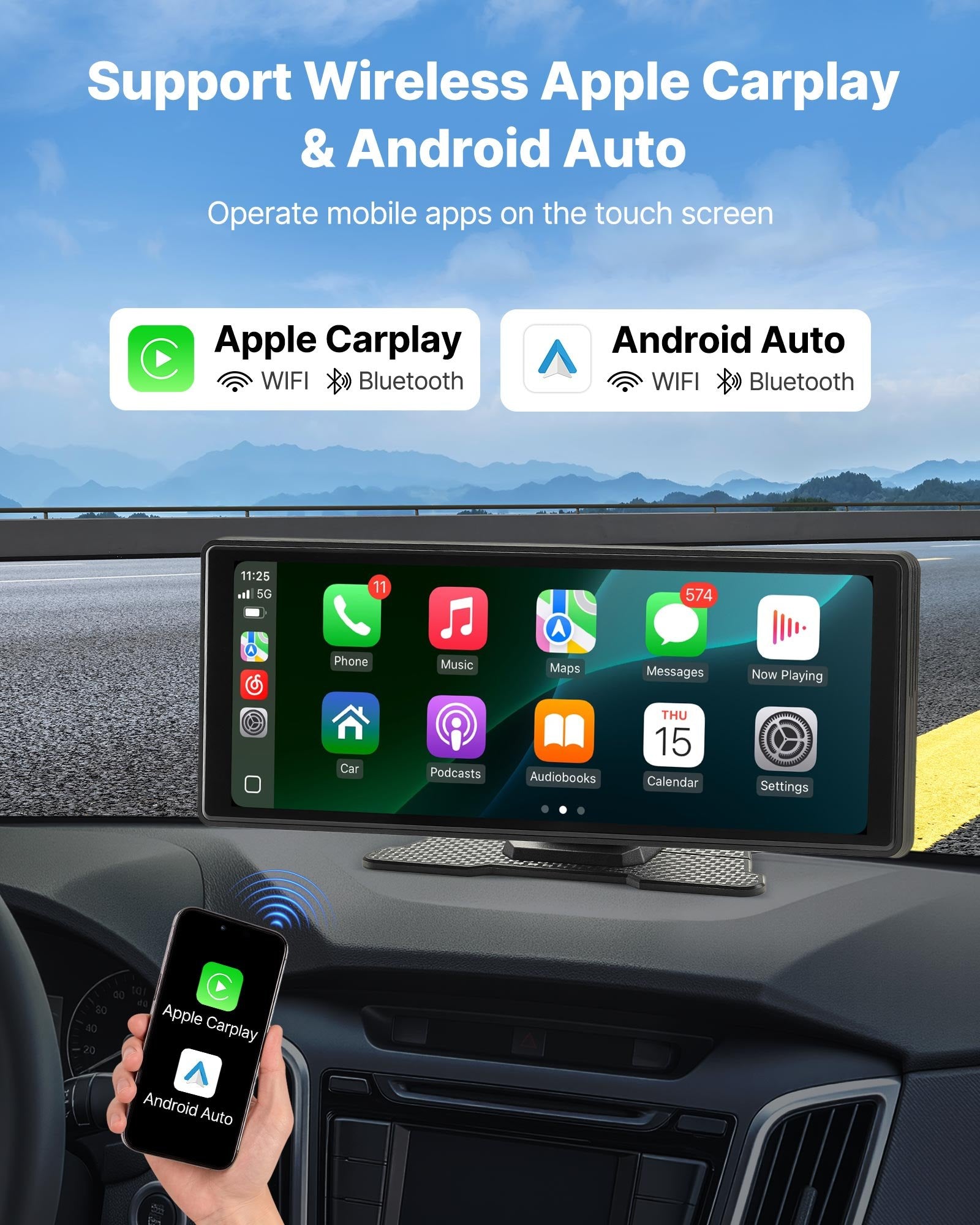 Car Stereo Wireless 254mm HD Touch Screen Apple CarPlay Android Auto GPS