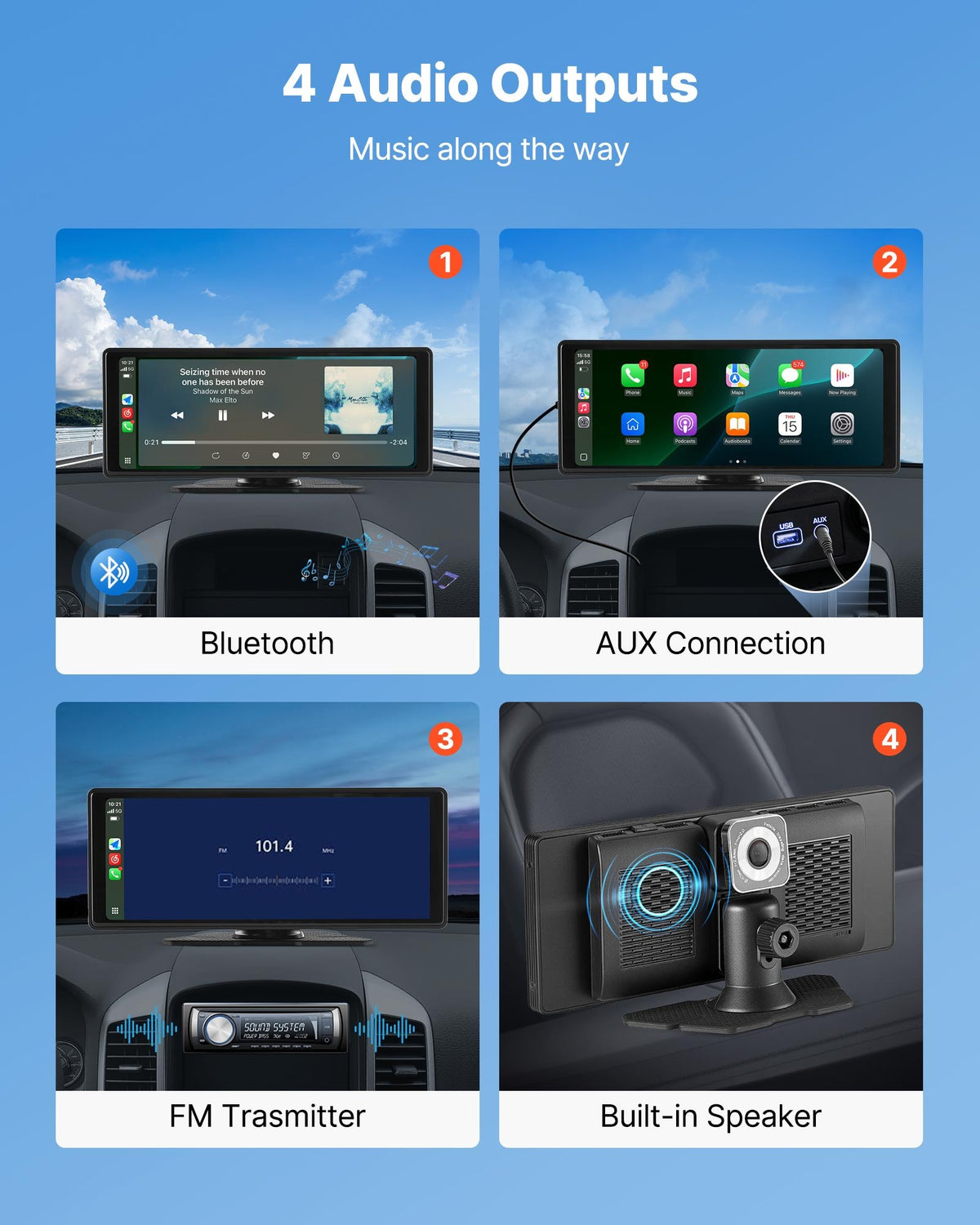 Wireless Car Stereo 254mm HD Touch Screen Apple CarPlay Android Auto Bluetooth