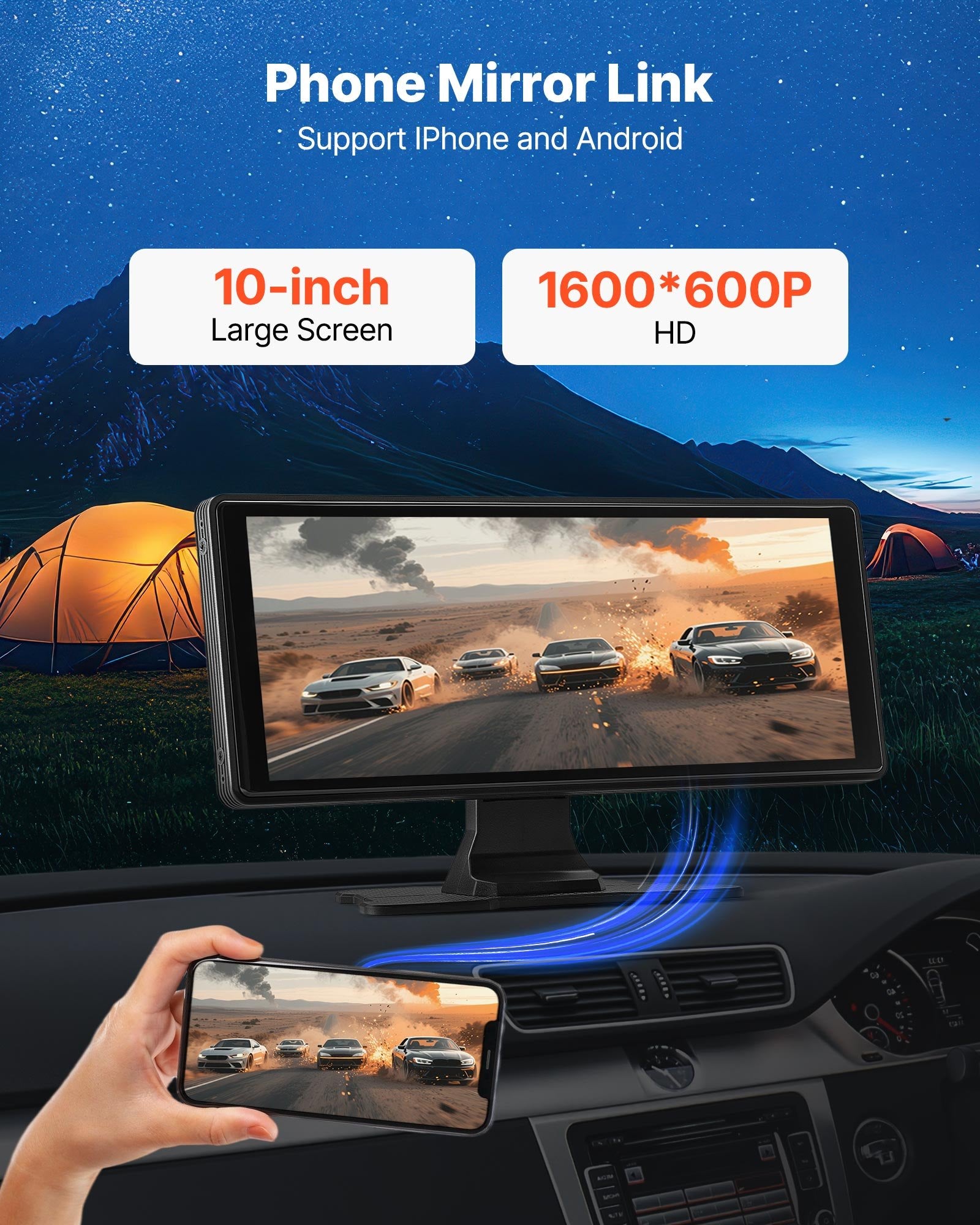 Wireless Car Stereo 254mm HD Touch Screen Apple CarPlay Android Auto Bluetooth