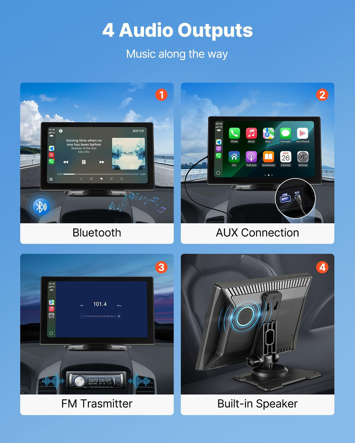 Wireless Car Stereo228.6mm HD Touchscreen AppleCarPlay AndroidAuto Bluetooth GPS