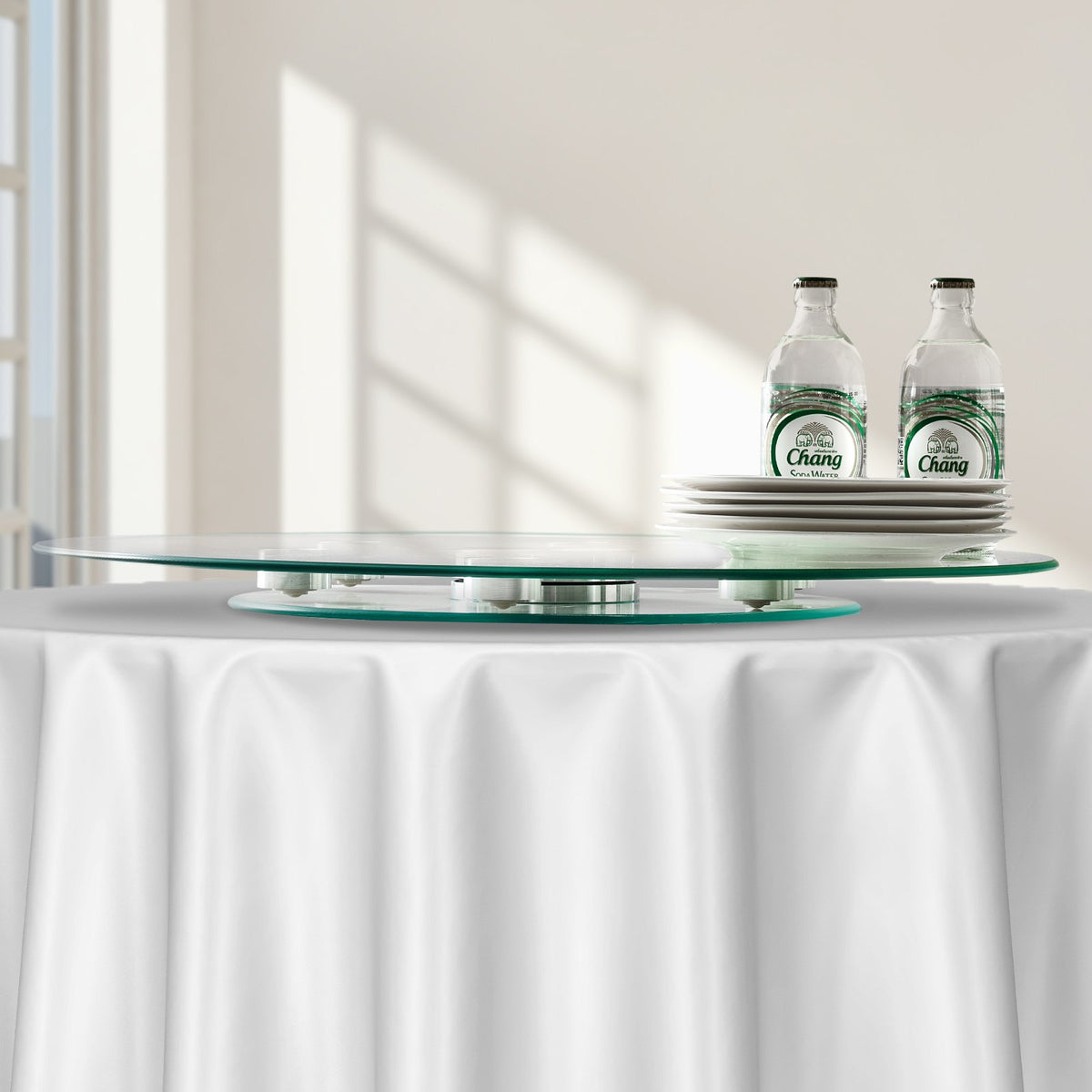 61cm Glass Lazy Susan Turntable 360° Rotating Tempered Table Tray