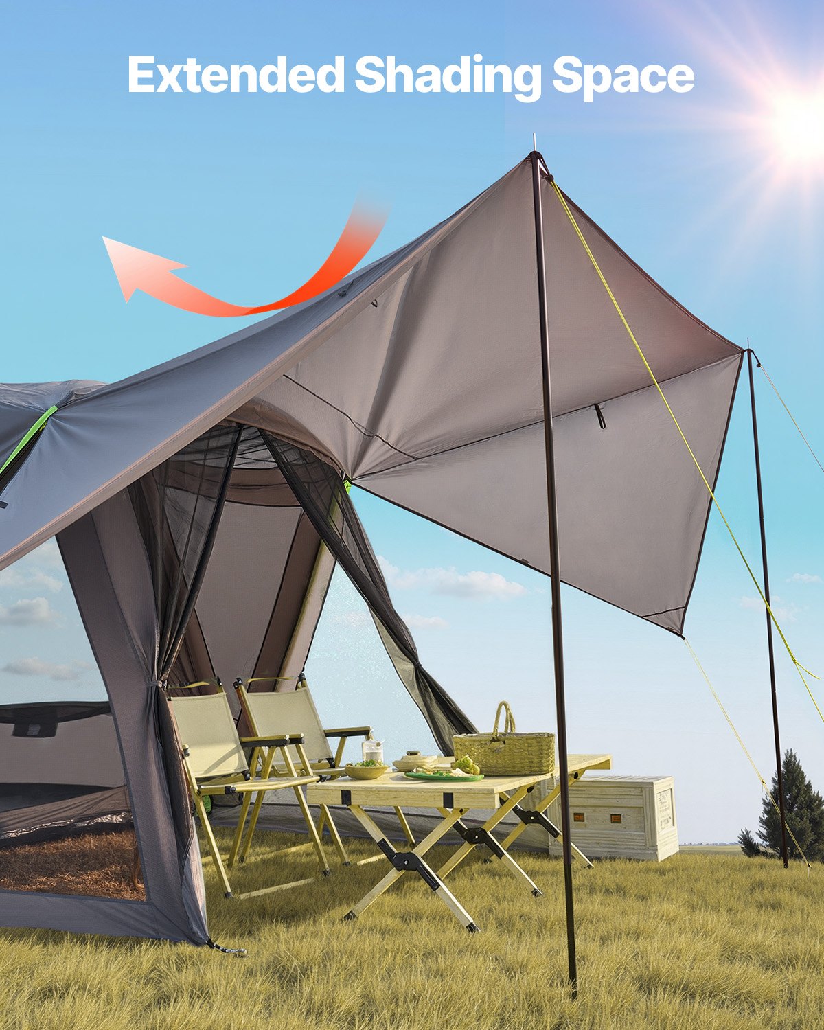 SUV Camping Tent 305 x 310 cm Waterproof 5-8 Person with Awning