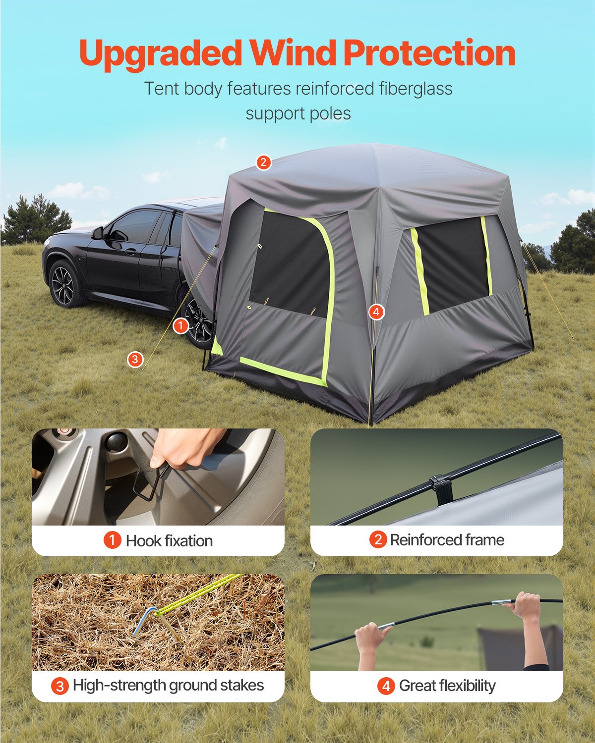 SUV Camping Tent 308 x 248 cm Waterproof 5-8 Person Double Layer