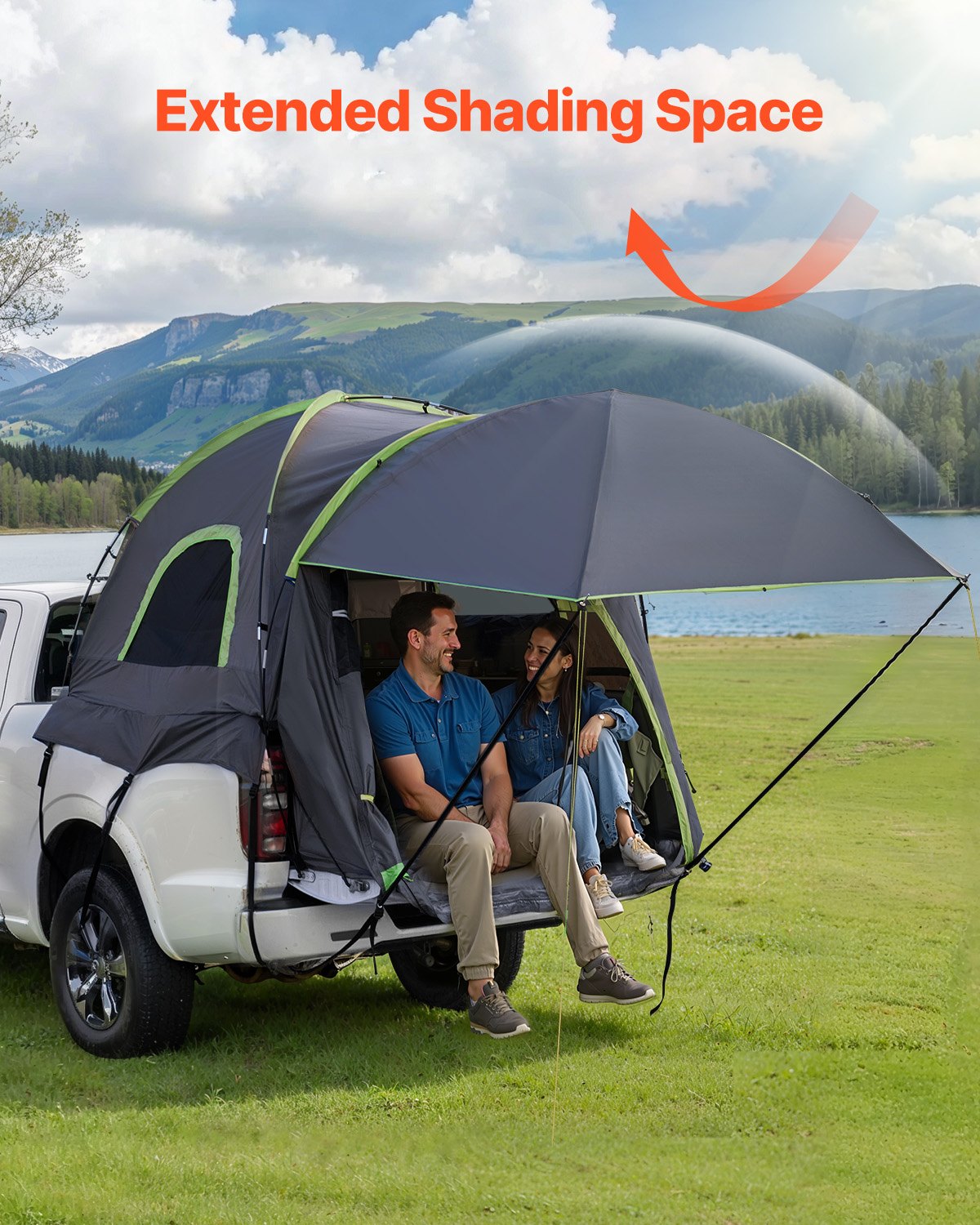 Pickup Truck Tent 8.0-8.2ft Waterproof PU2000 2-3 Person Sleeping with Awning