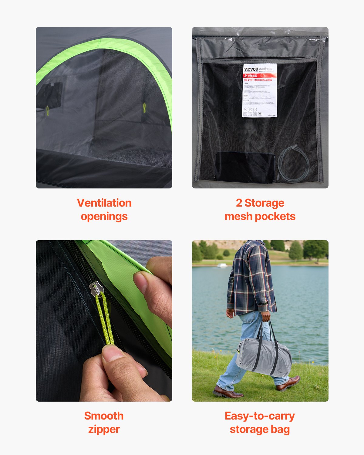 Pickup Truck Tent 5.5-6.0ft Waterproof PU2000 2-3 Person Sleeping with Windows