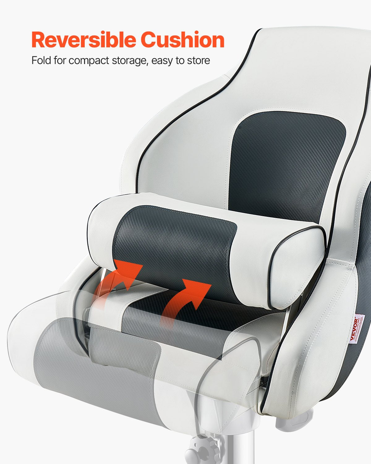 Captain Boat Seat High Backrest FlipUp Folding Waterproof PVC Leather White Grey
