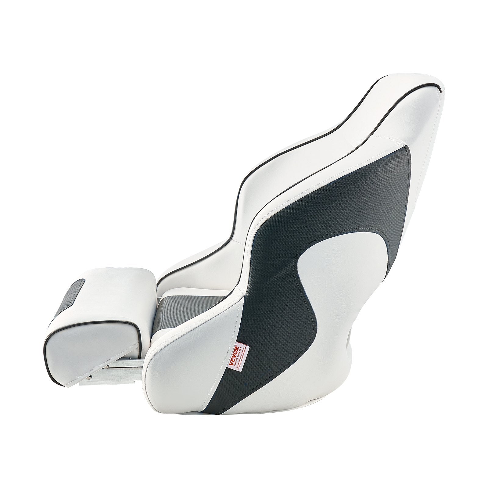Captain Boat Seat High Backrest FlipUp Folding Waterproof PVC Leather White Grey