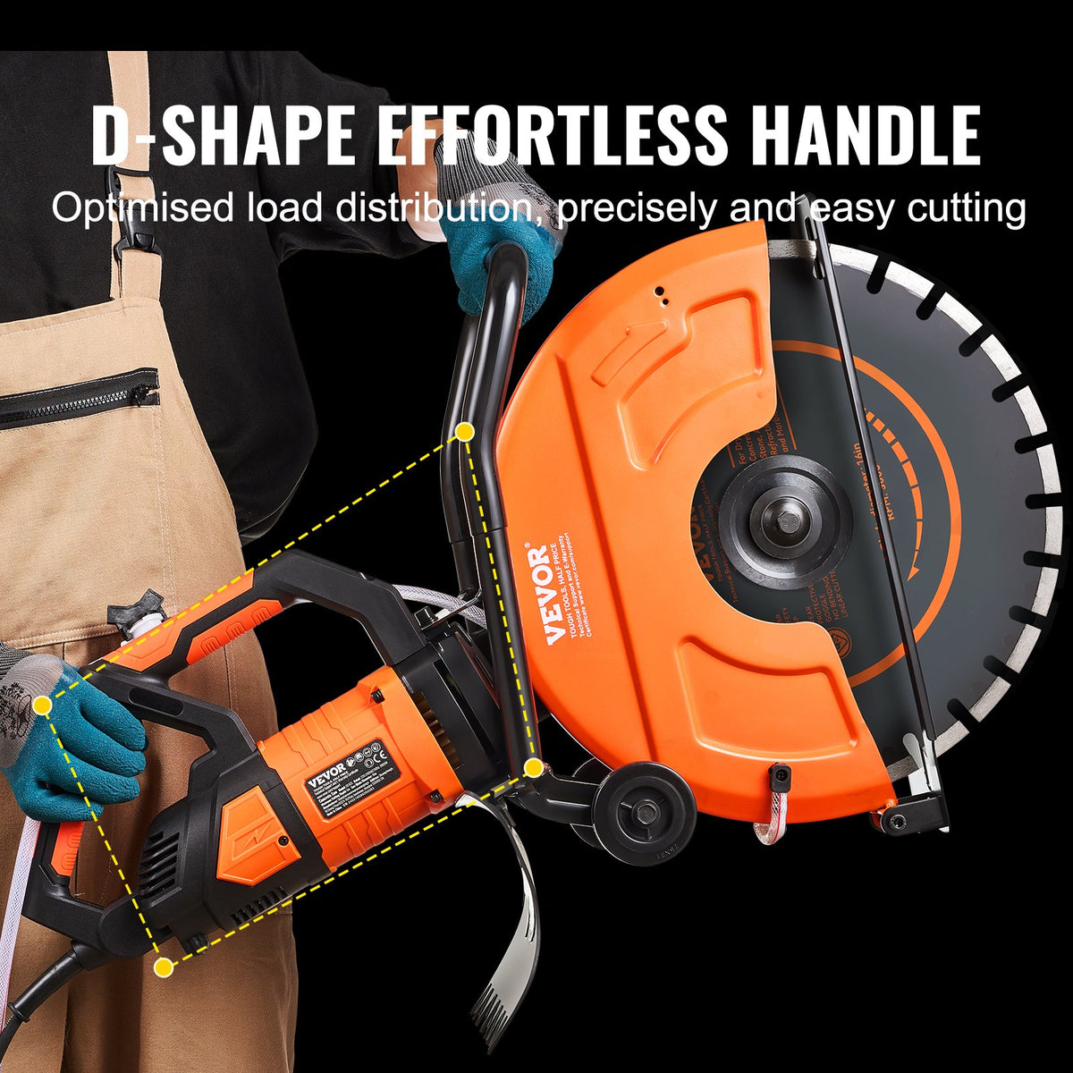 Electric Concrete Saw 16 in 2800W 15A Circular Cutter 6 in Depth Wet Saw