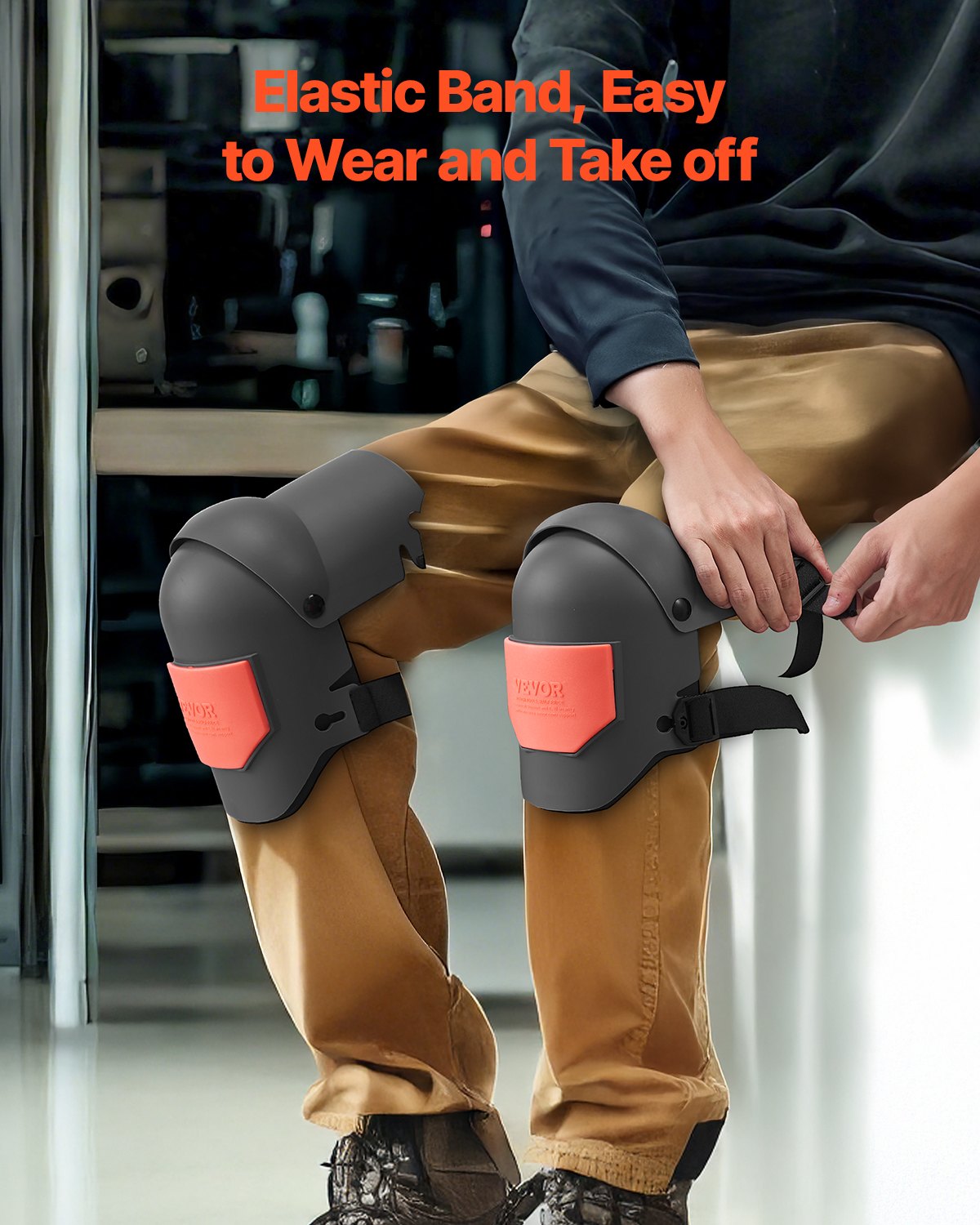 Knee Pads for Work Extra Thick Foam Cushion Pro Protection Comfort Black/Orange