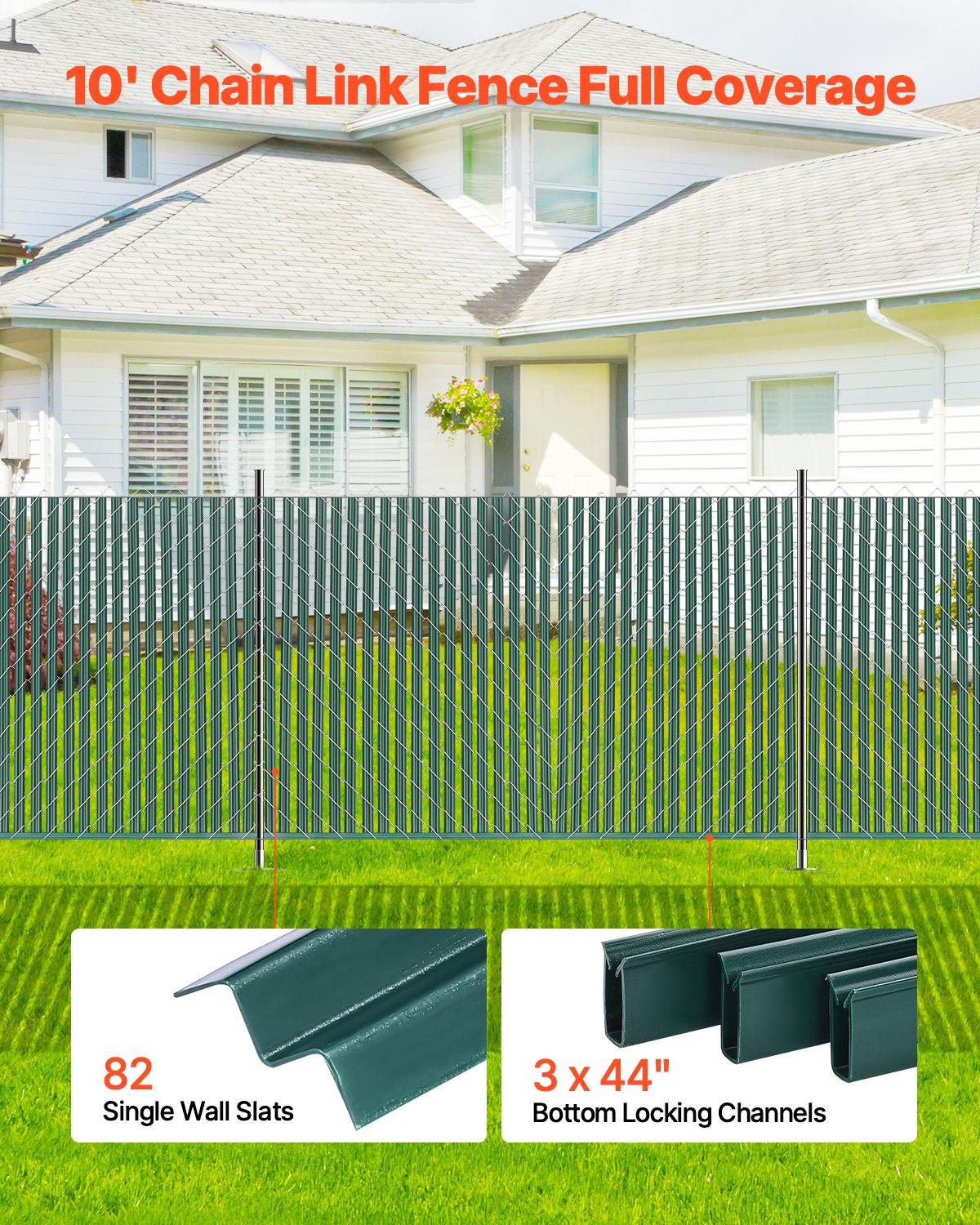 Bottom Locking Privacy Slats SingleWall Vertical HDPE ChainLink Fence Slats 1.2m