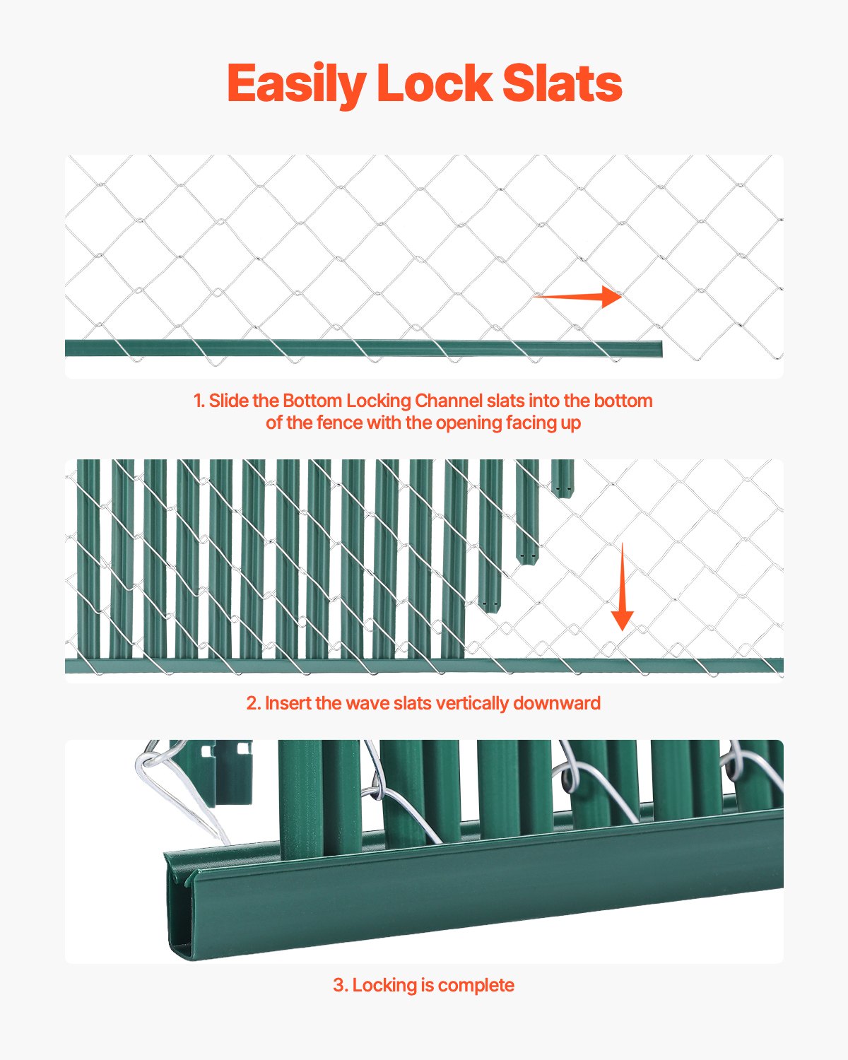 Bottom Locking Privacy Slats SingleWall Vertical HDPE ChainLink Fence Slats 1.2m