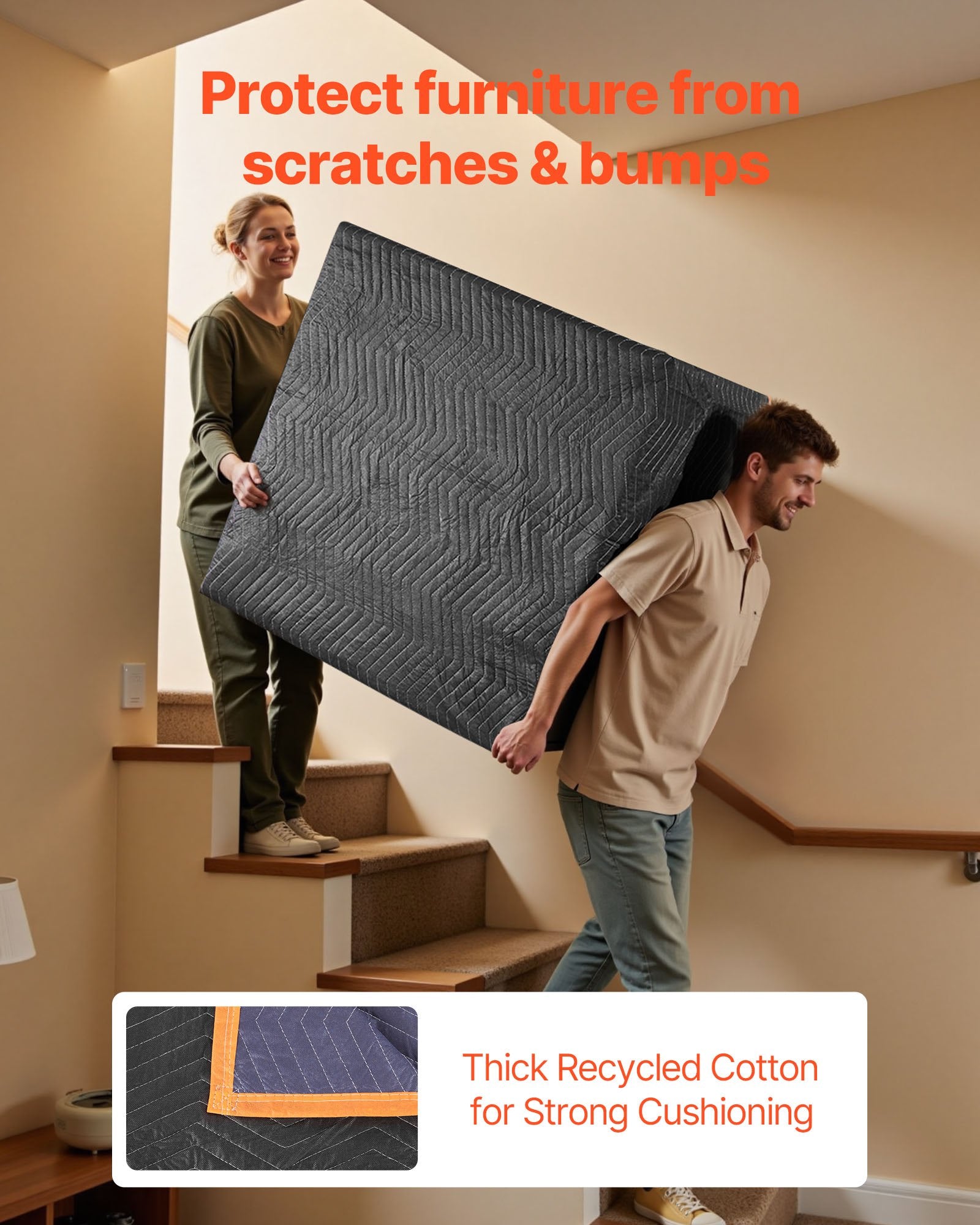 12PCS Moving Blankets 1829x1016mm Heavy Duty Cotton Padded Packing Blankets