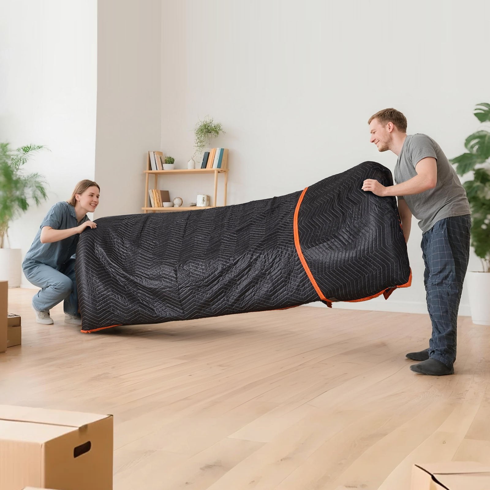 12PCS Moving Blankets 1829x1016mm Heavy Duty Cotton Padded Packing Blankets