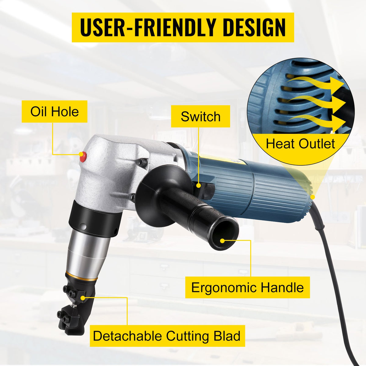 Electric Metal Nibbler 625W 1000RPM Sheet Metal Cutter for Steel and Aluminum