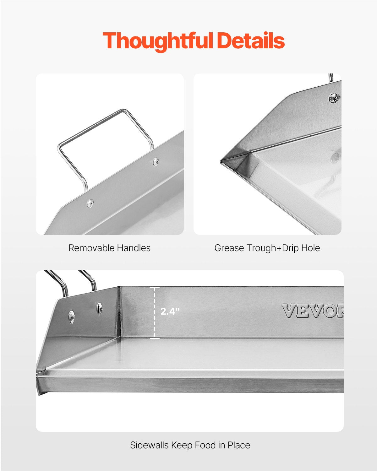 Griddle Stainless Steel Flat Top Gas Grill Teppanyaki Portable 18x16 Inch