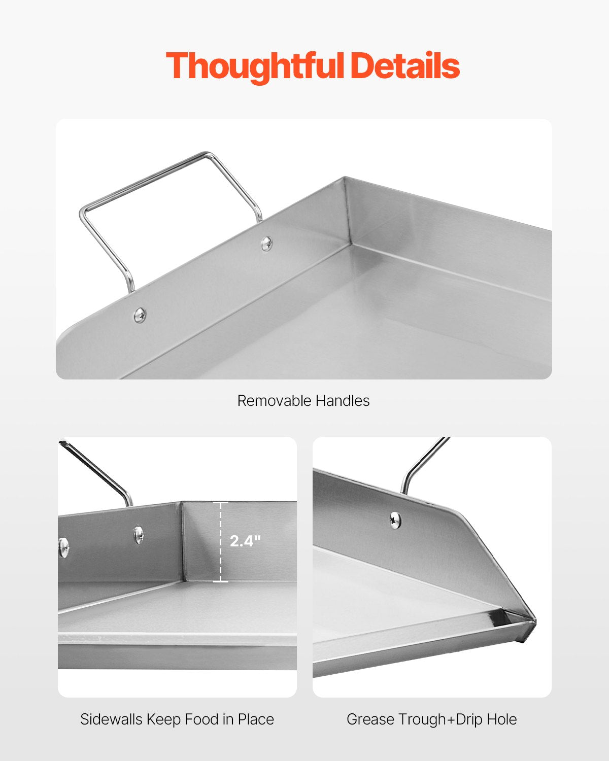 Stainless Steel Griddle 32x16 Inch Flat Top Gas Grill BBQ Teppanyaki with Handle