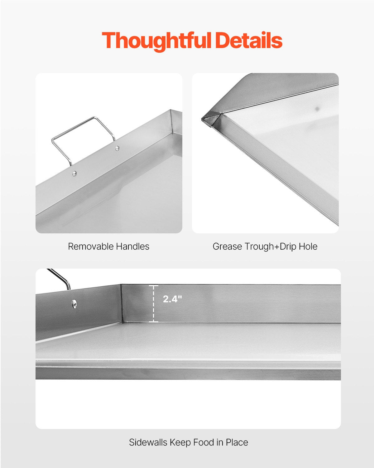 Griddle Stainless Steel Flat Top Gas Grill Teppanyaki Portable Handle 36x22 Inch