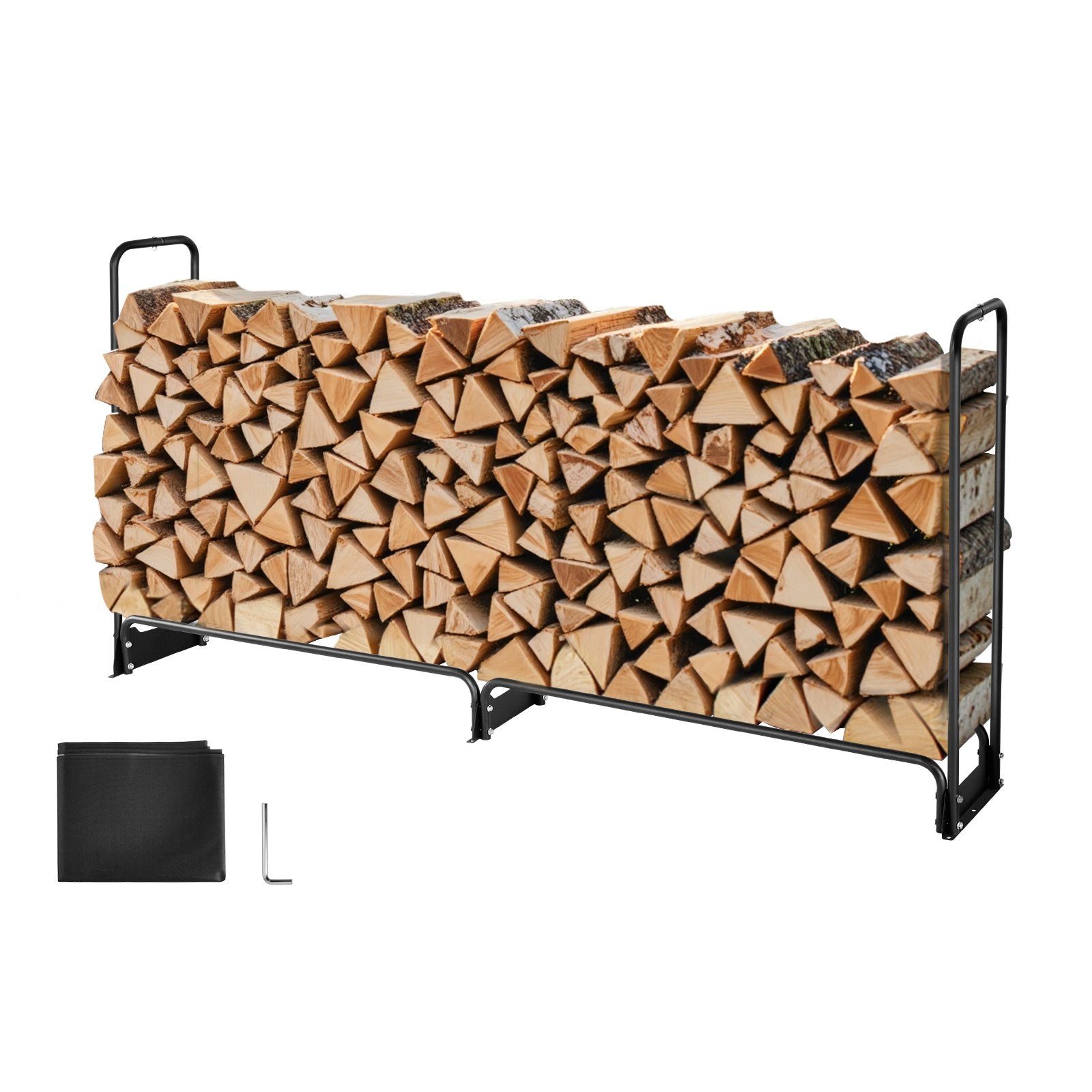 Firewood Rack with Cover 257x36x117cm Outdoor 660lb Half-Covered Powder-Coated