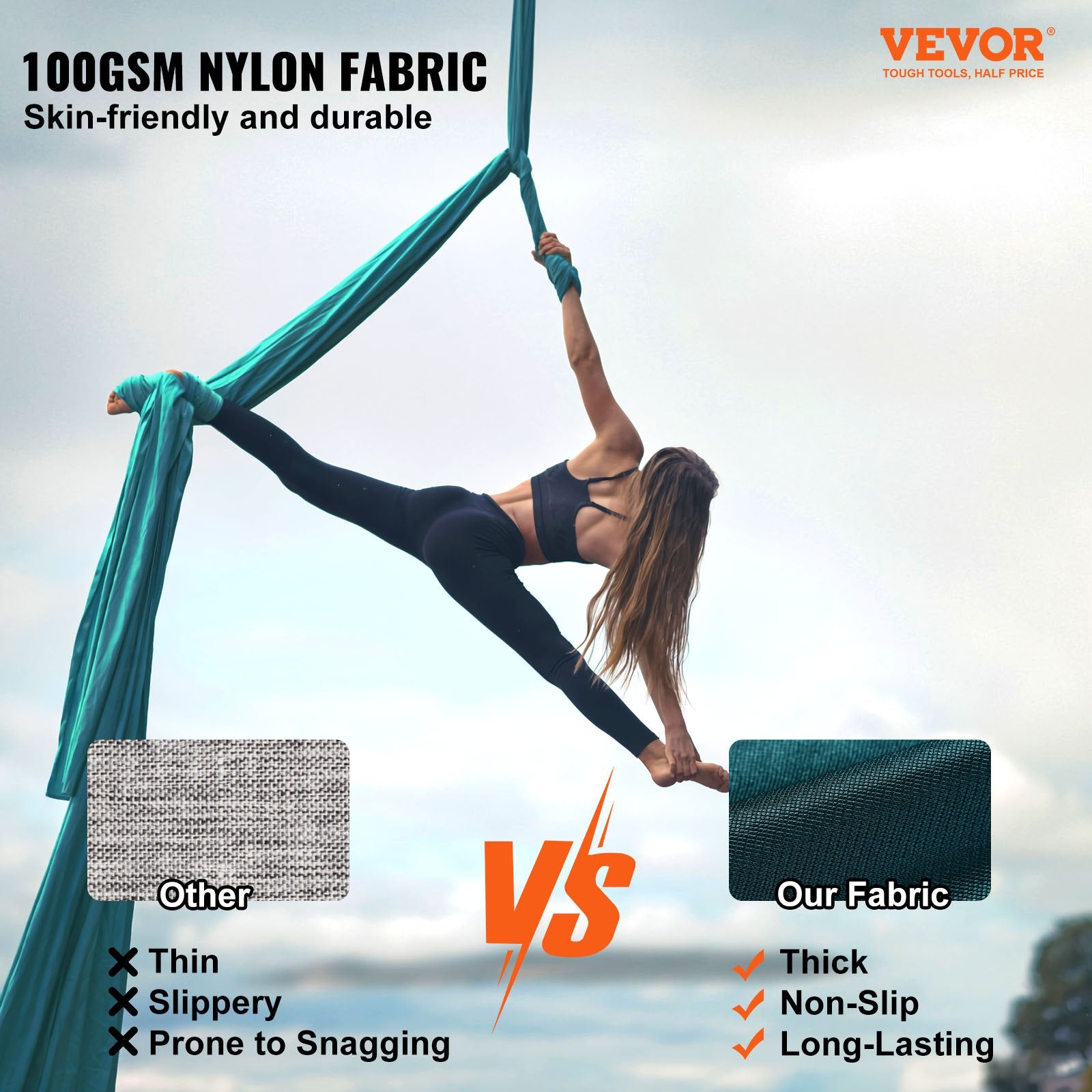 Aerial Silk and Yoga Swing 10m Nylon Hammock Kit with Rigging Green