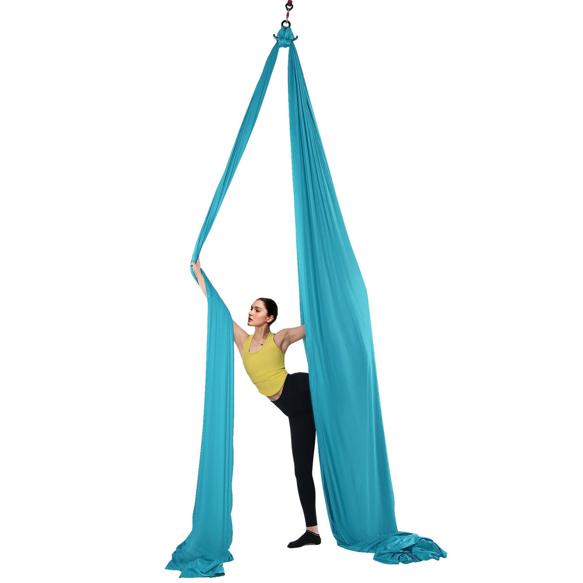 Aerial Silk and Yoga Swing 10m Nylon Hammock Kit with Rigging Blue