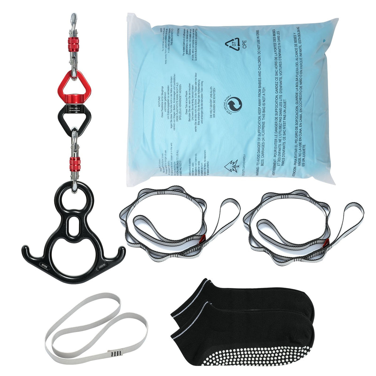 Aerial Silk and Yoga Swing 10m Nylon Hammock Kit with Rigging Blue