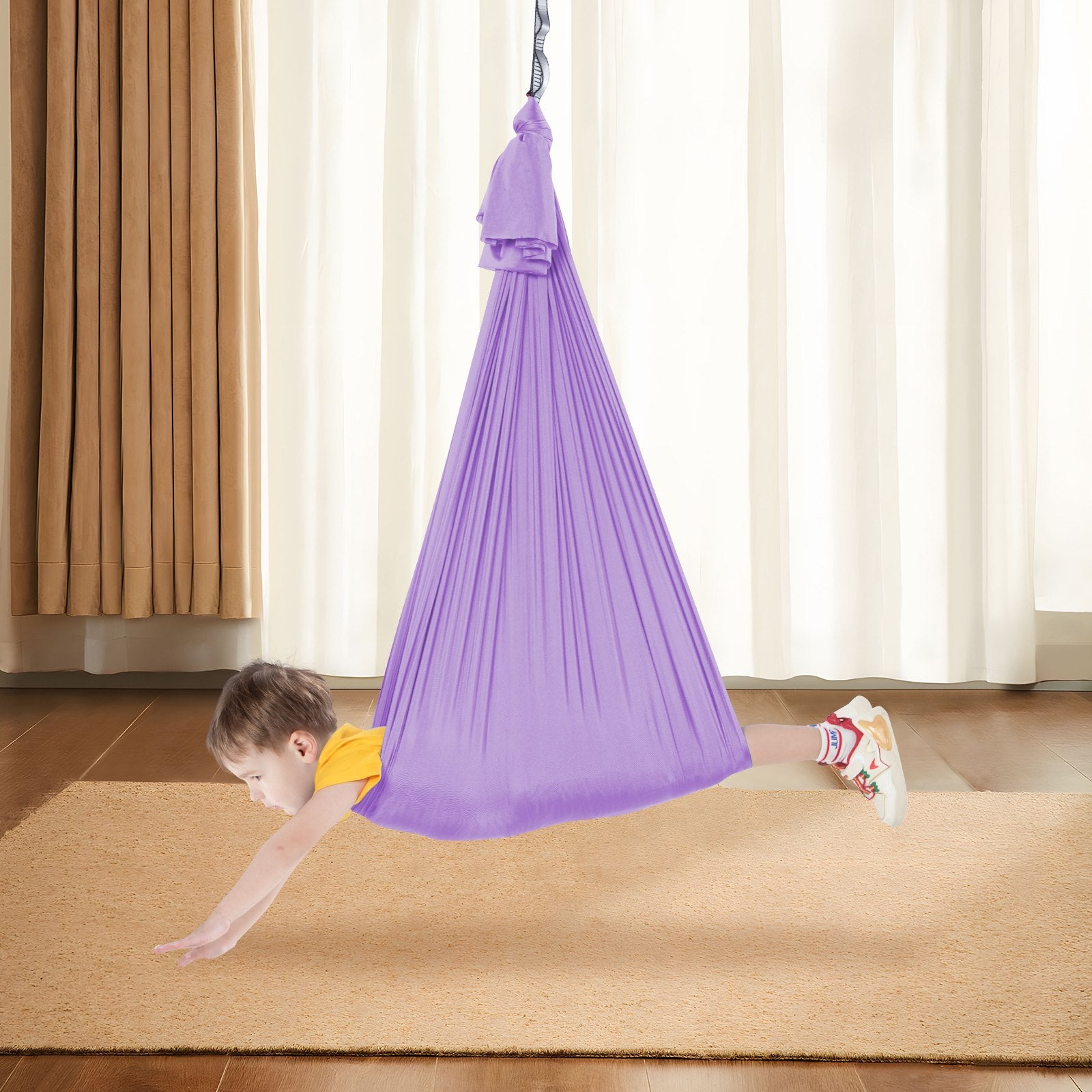 Sensory Swing for Kids 2.8m Therapy Indoor Outdoor Cuddle Hammock Purple