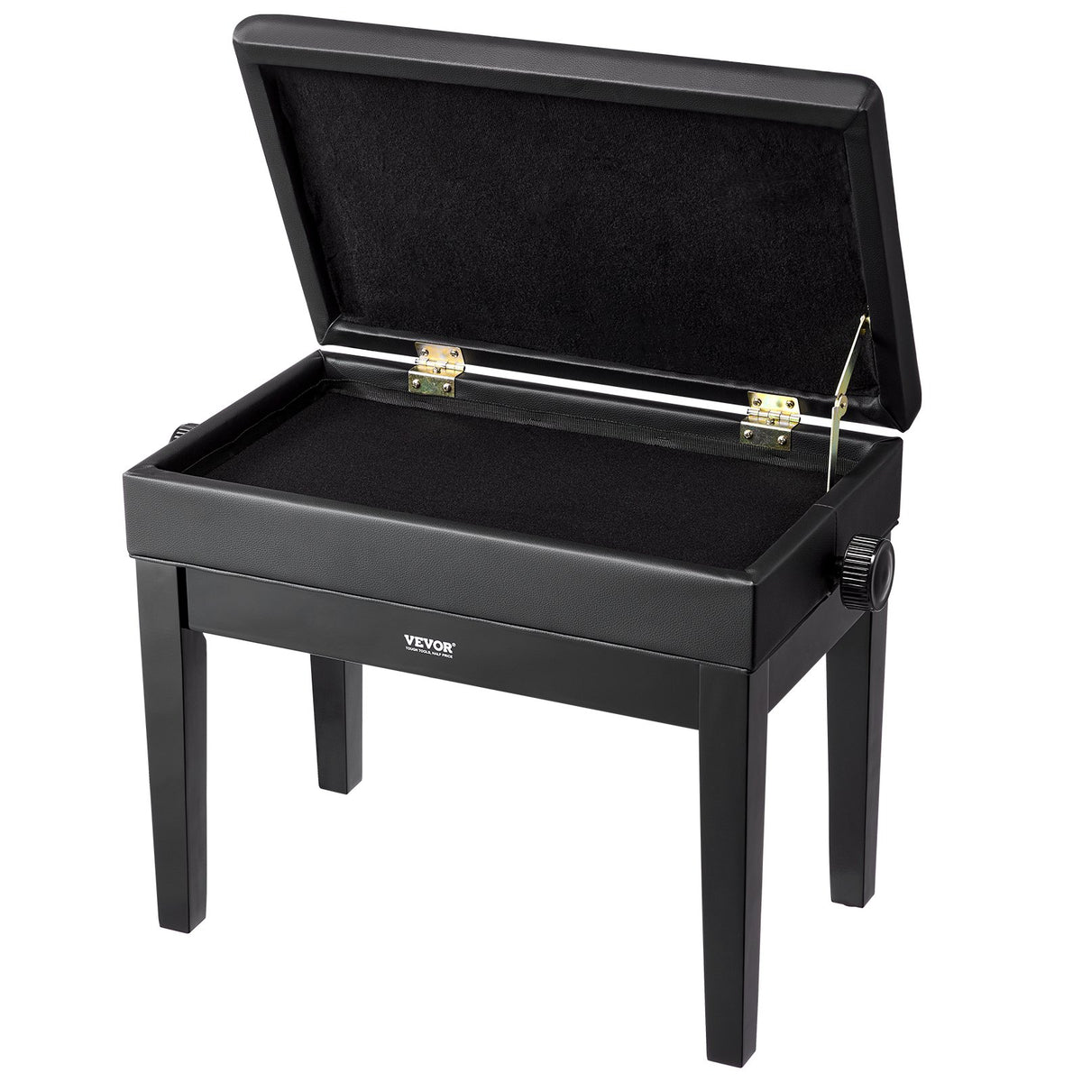 Wooden 19.3"-22.8" Adjustable Piano Bench with Storage and Padded Seat
