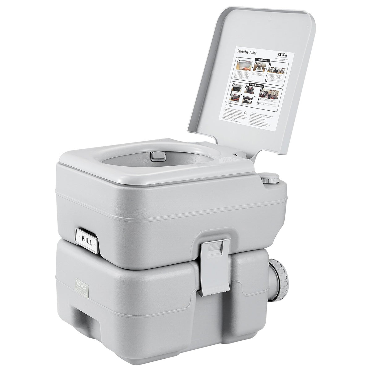 Portable Camping Toilet 5.3 Gal Waste 3.2 Gal Flush Push-Button Leak-Proof