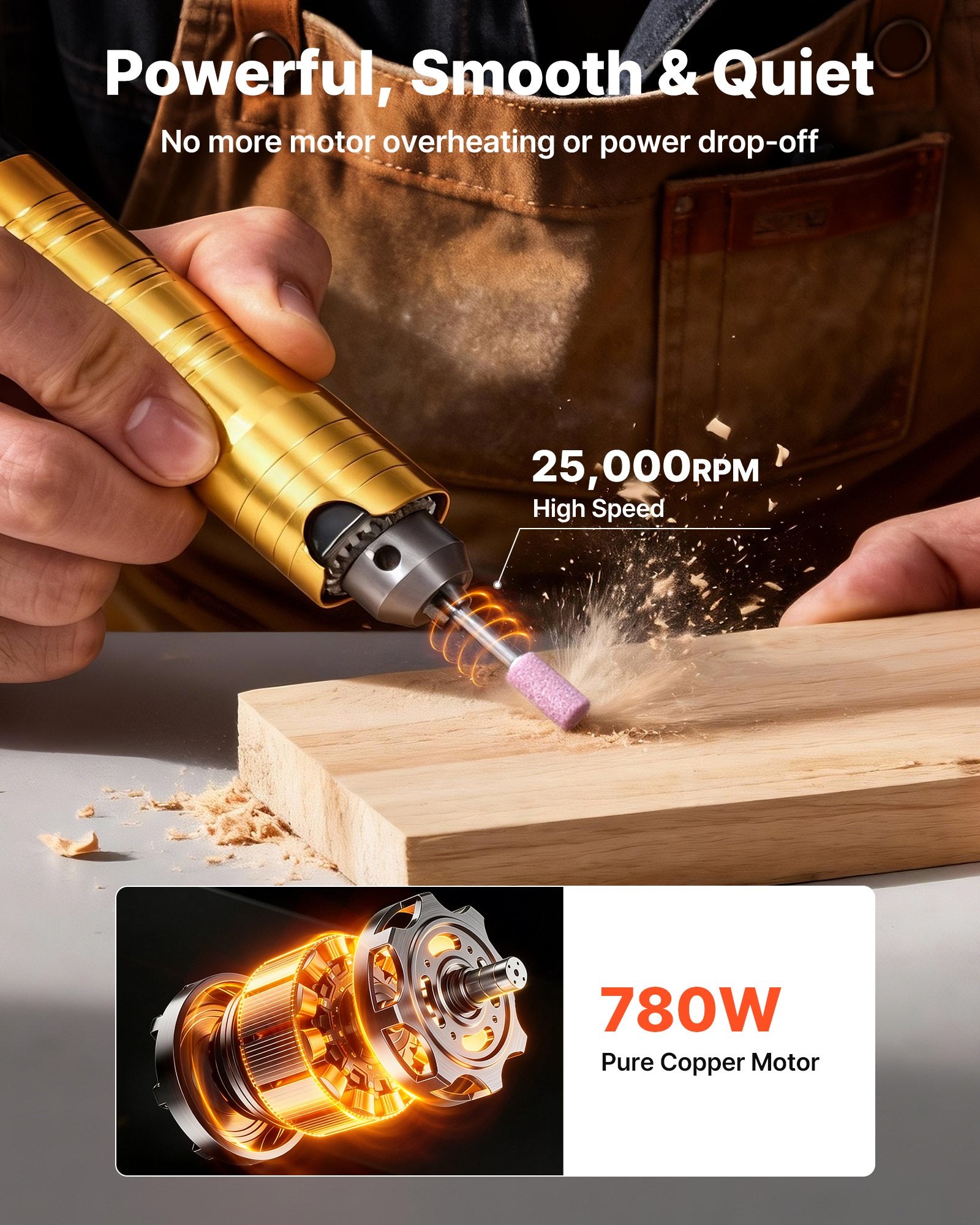 Flex Shaft Grinder 780W 25000RPM Electric with Foot Pedal 112PCS Accessory Kit
