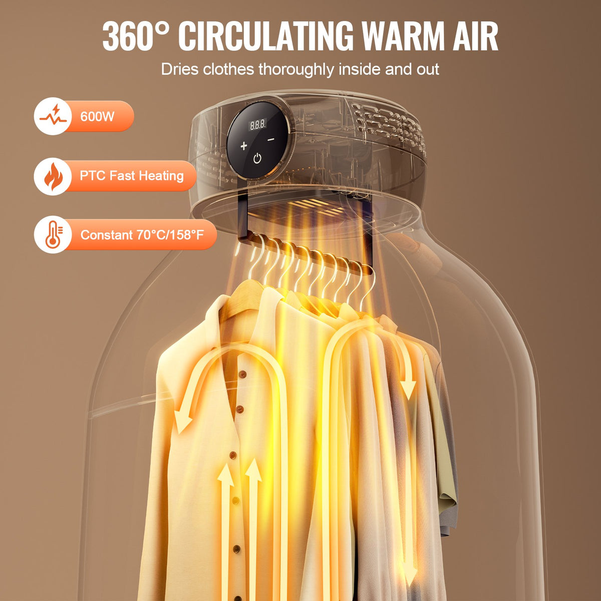 Portable Clothes Dryer Foldable Mini Dryer with Bag PTC Heating 600W