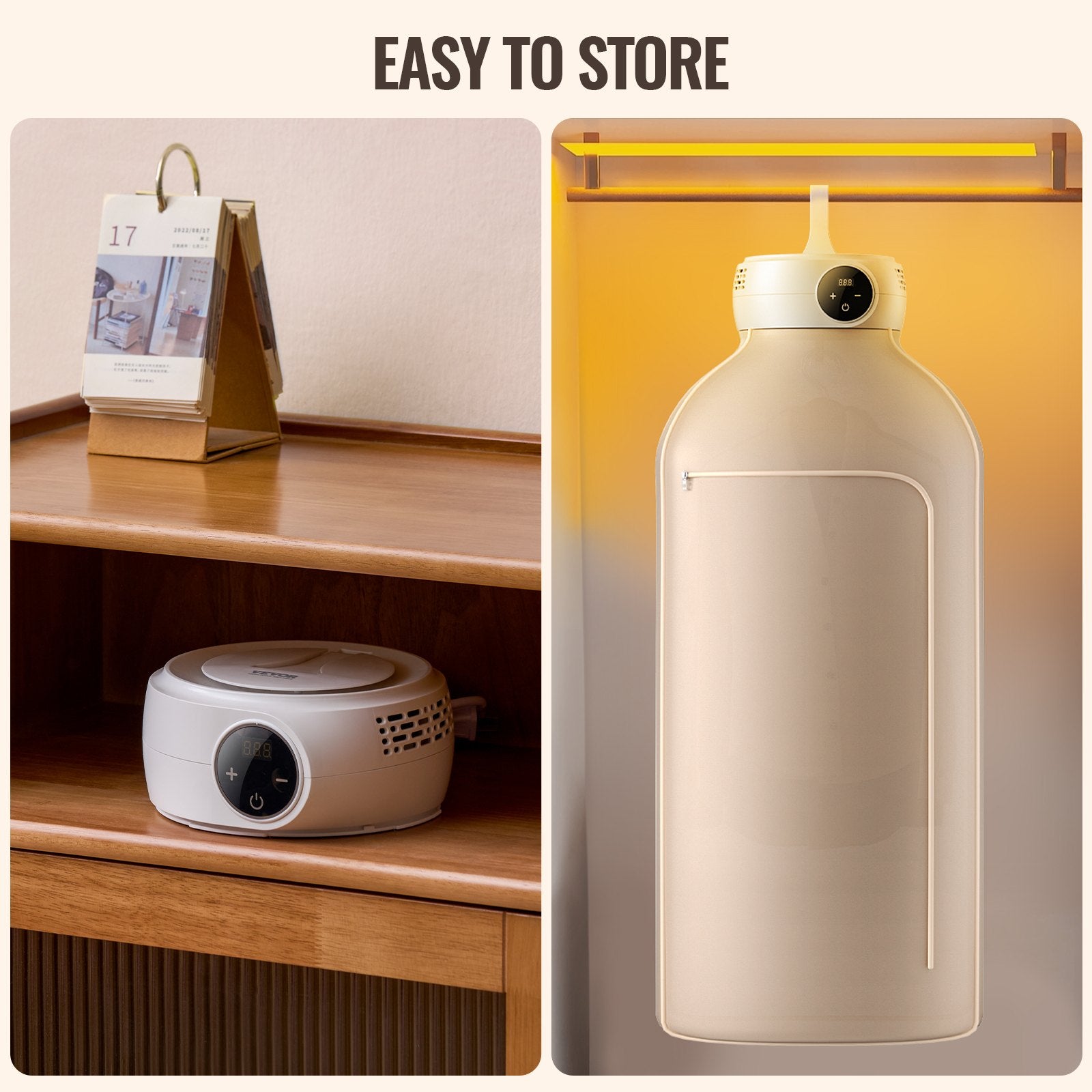 Portable Clothes Dryer Foldable Mini Dryer with Bag PTC Heating 600W