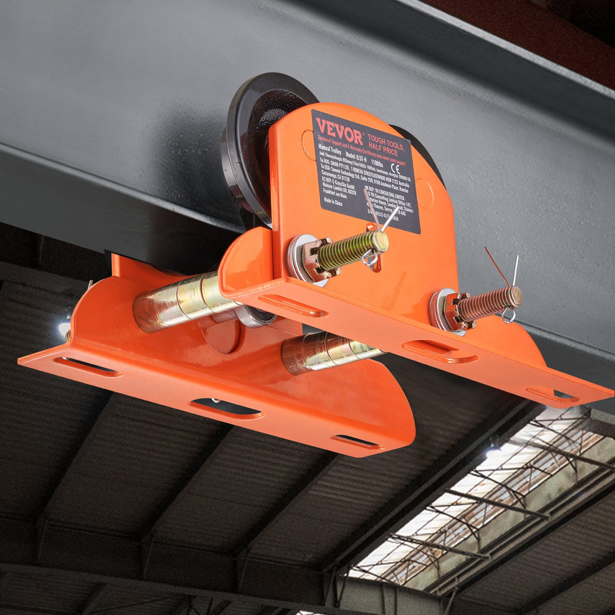 Electric Hoist Manual Trolley 0.5 Ton Push Beam Dual Wheels Adjustable