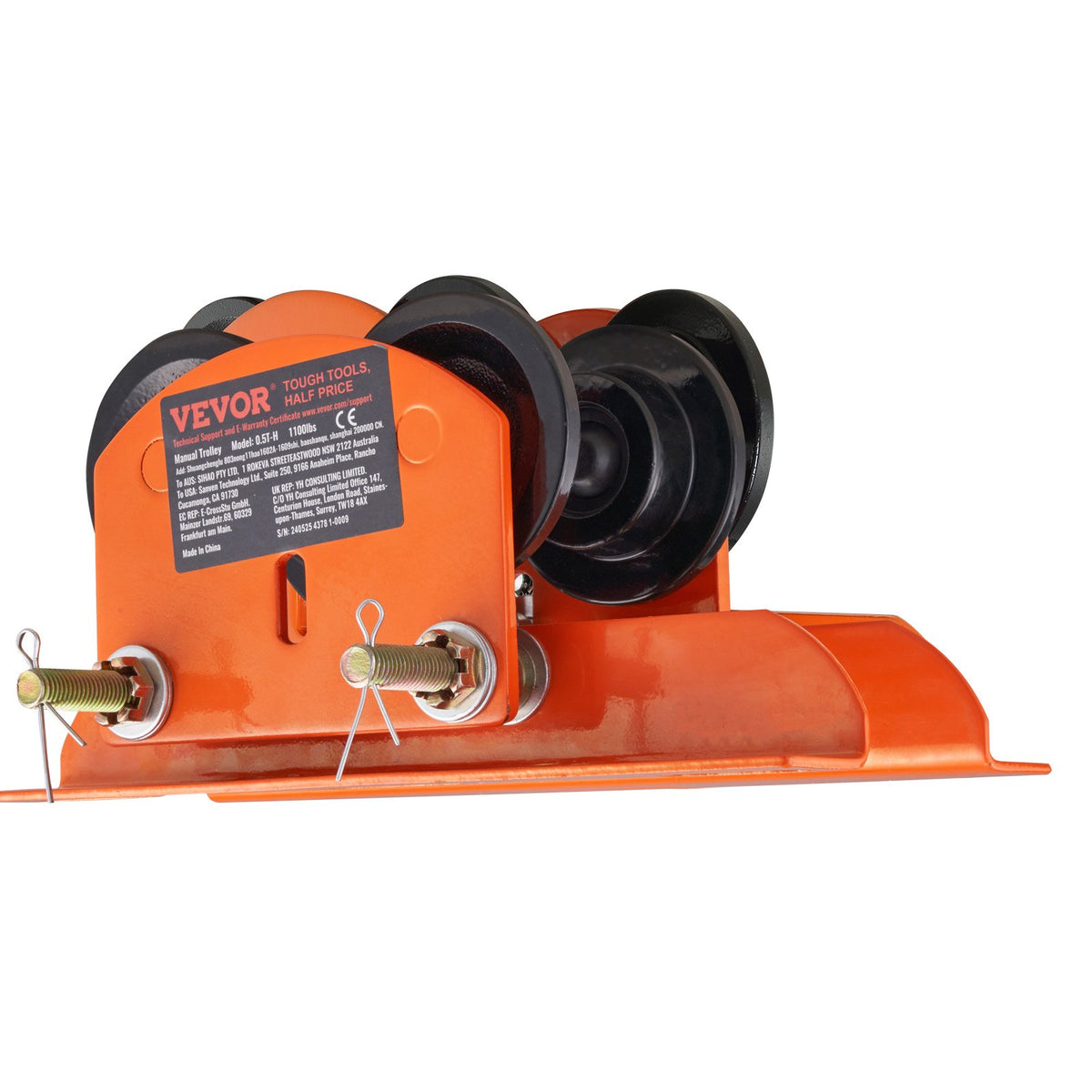 Electric Hoist Manual Trolley 0.5 Ton Push Beam Dual Wheels Adjustable