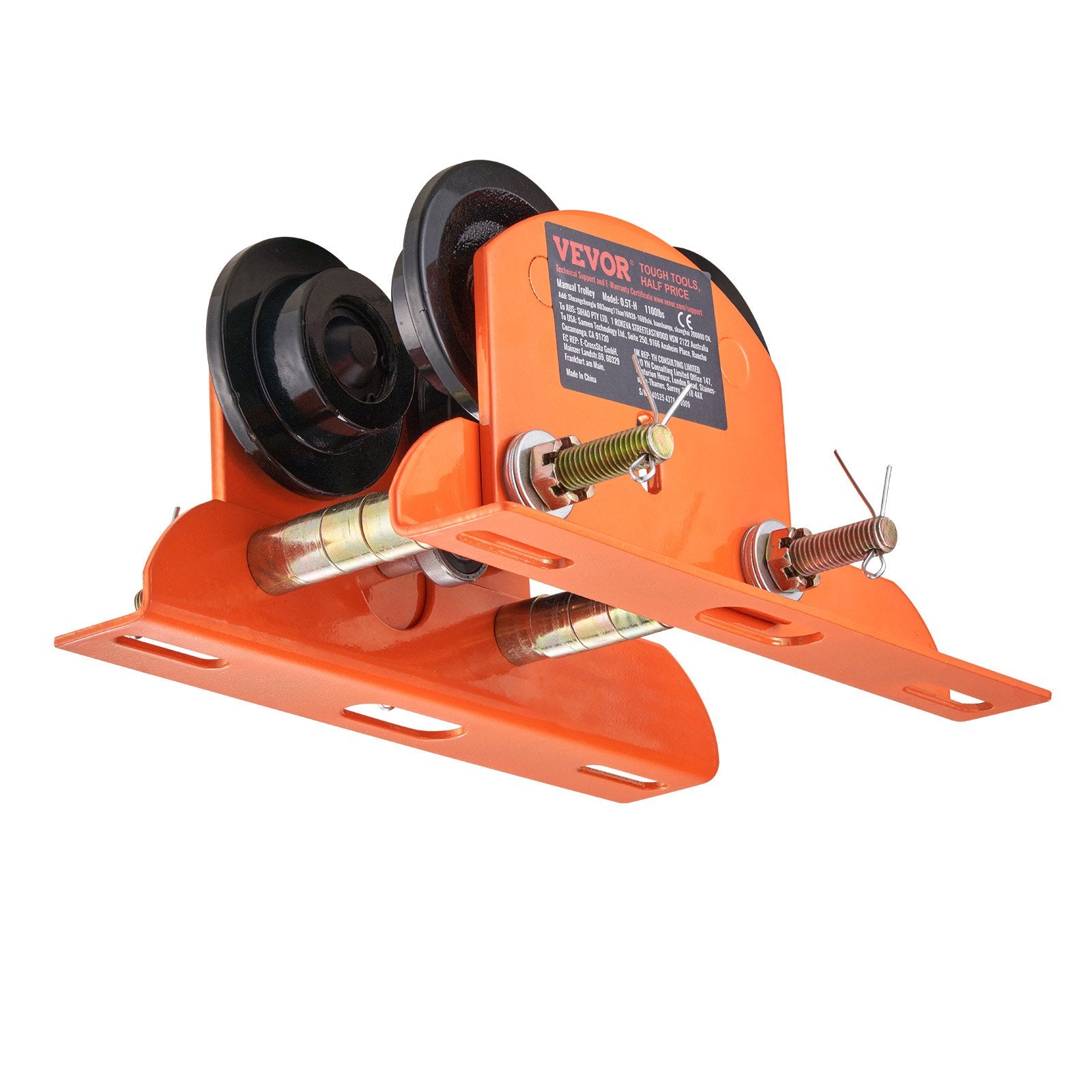 Electric Hoist Manual Trolley 0.5 Ton Push Beam Dual Wheels Adjustable