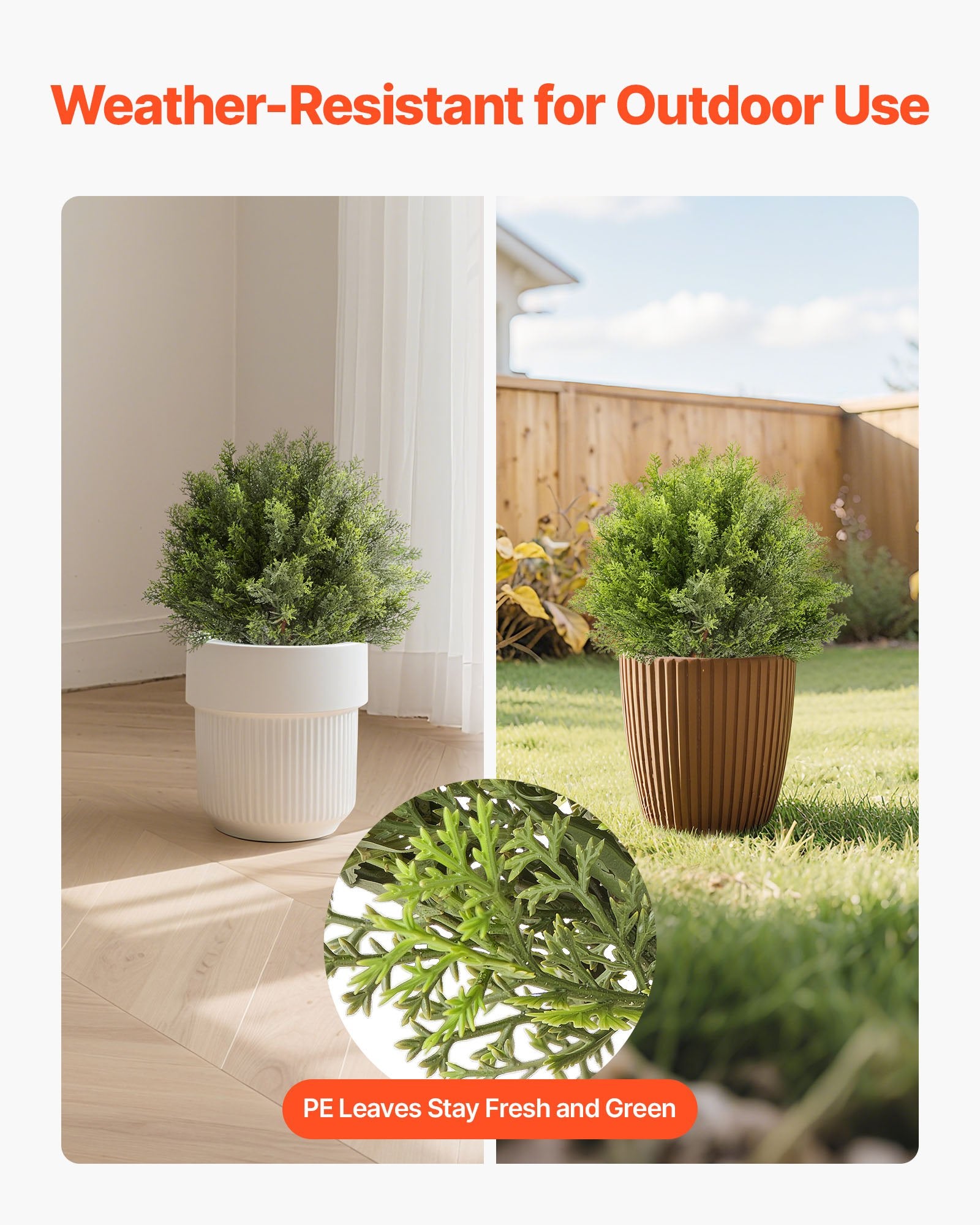 Artificial Topiary Cypress Trees 2-Pack 406mm Faux Shrubs with Ground Spike