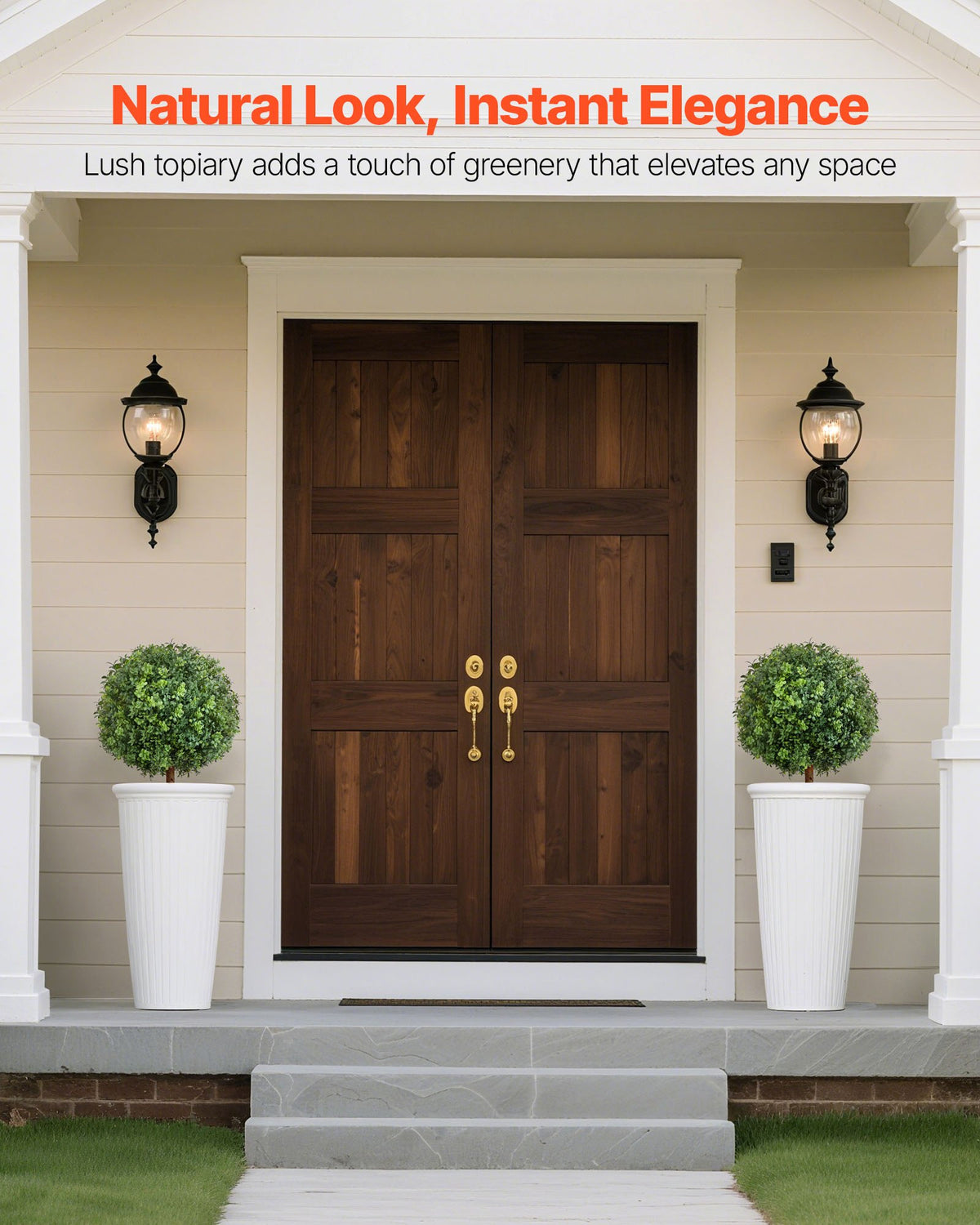 Artificial Topiary Boxwood Trees 2-Pack 559mm Faux Shrubs with Ground Spike