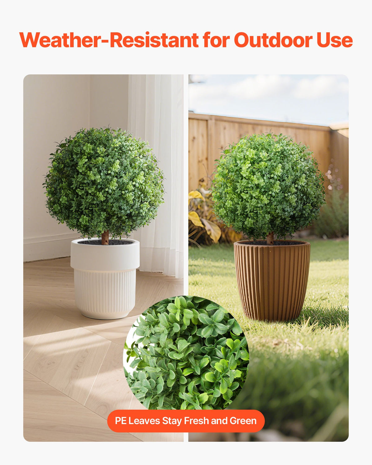 Artificial Topiary Boxwood Trees 2-Pack 559mm Faux Shrubs with Ground Spike