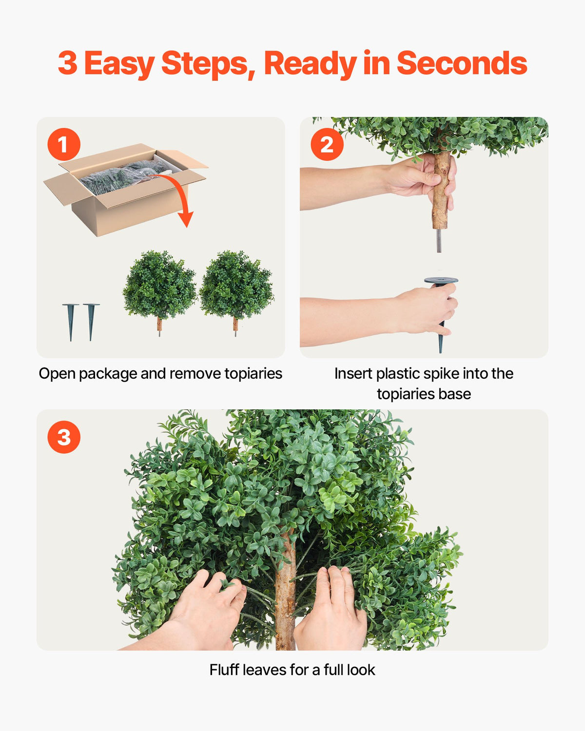 Artificial Topiary Boxwood Trees 2-Pack 559mm Faux Shrubs with Ground Spike