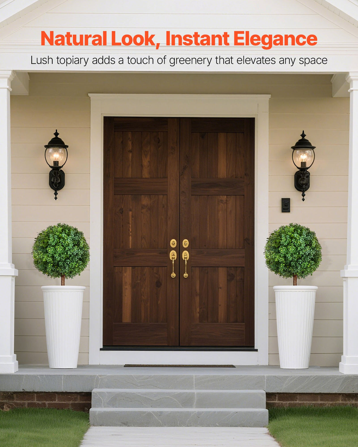 Artificial Topiary Boxwood Trees 2-Pack 686mm Faux Shrubs with Ground Spike