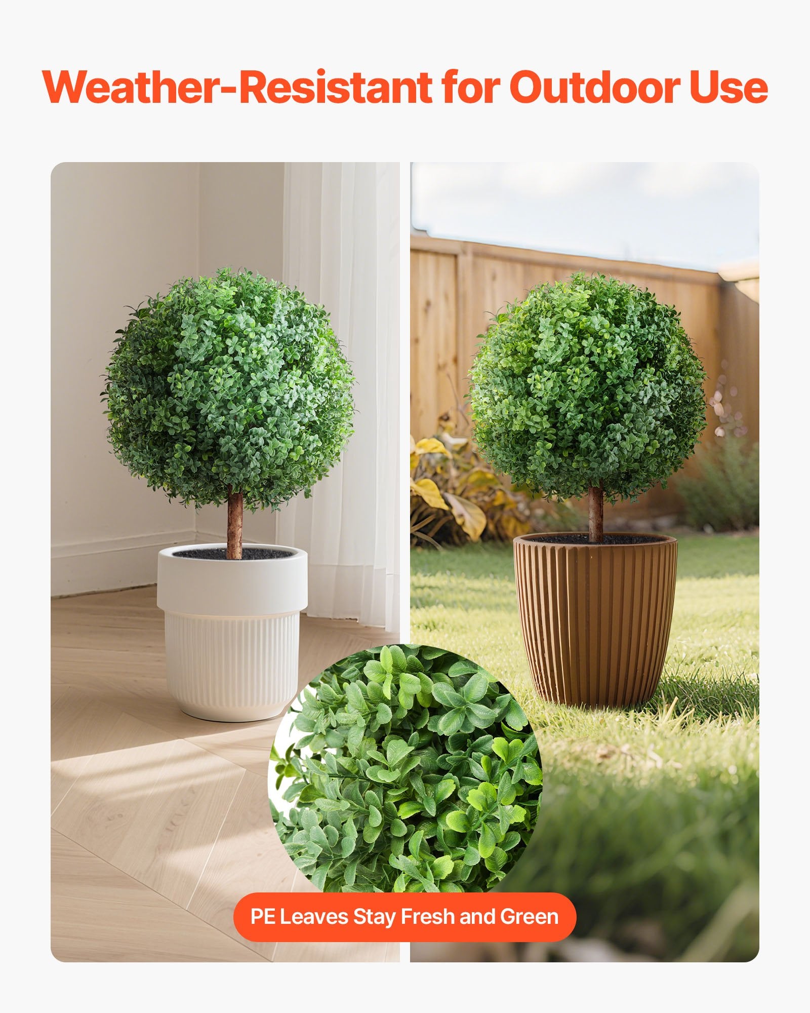 Artificial Topiary Boxwood Trees 2-Pack 686mm Faux Shrubs with Ground Spike