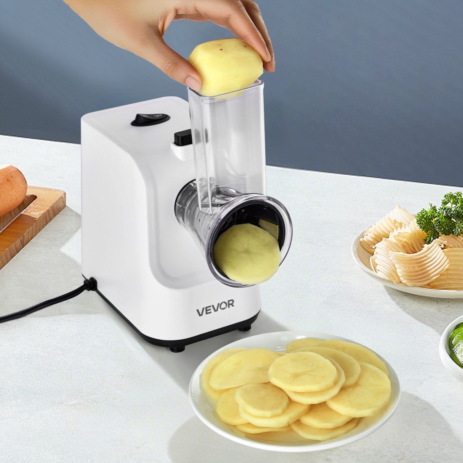 Electric Cheese Grater Salad Maker 200W Vegetable Slicer 5 Attachments